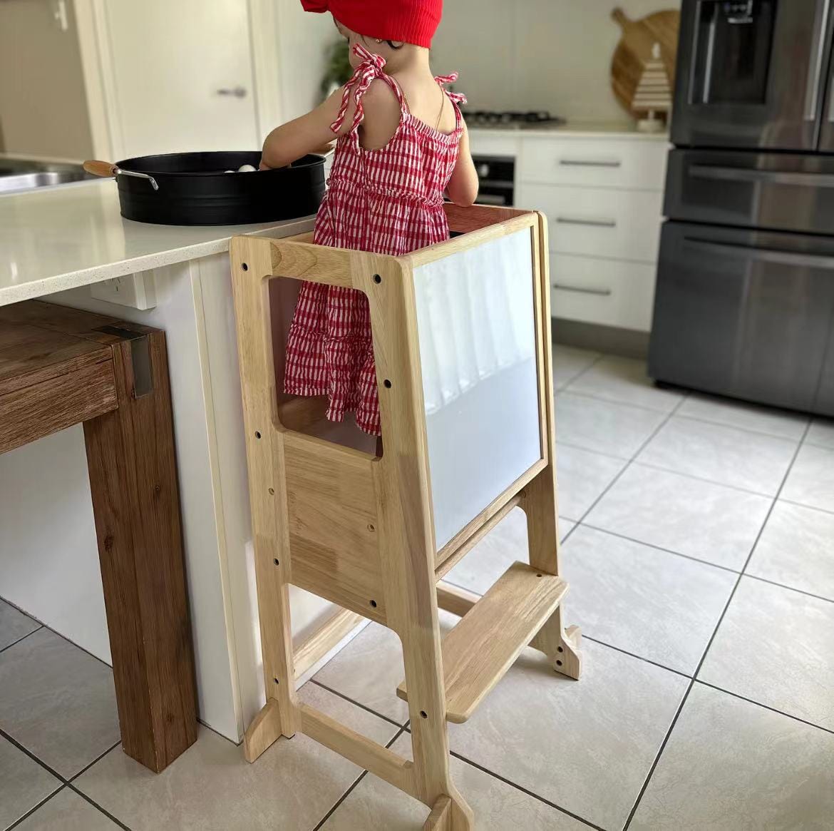 LOLA Deluxe Adjustable Learning Tower - Solid Wood Toddler Step Stool for Kitchen, Baking & Learning - Safe & Sturdy Montessori Helper for Kids (Pre-Order Available)