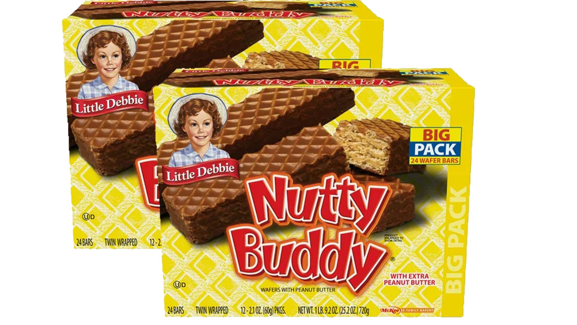 Little Debbie Nutty Buddy Wafer Bars Big Pack (Pack of 2) - Crunchy Peanut Butter & Chocolate Snacks for School Lunches, Office Treats & Road Trips