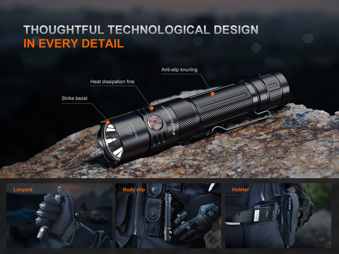 Fenix PD35R ACE Rechargeable Tactical Flashlight - 1600 Lumens, 5 Modes, IP68 Waterproof - Perfect for Camping, Hiking, Emergency & Outdoor Adventures