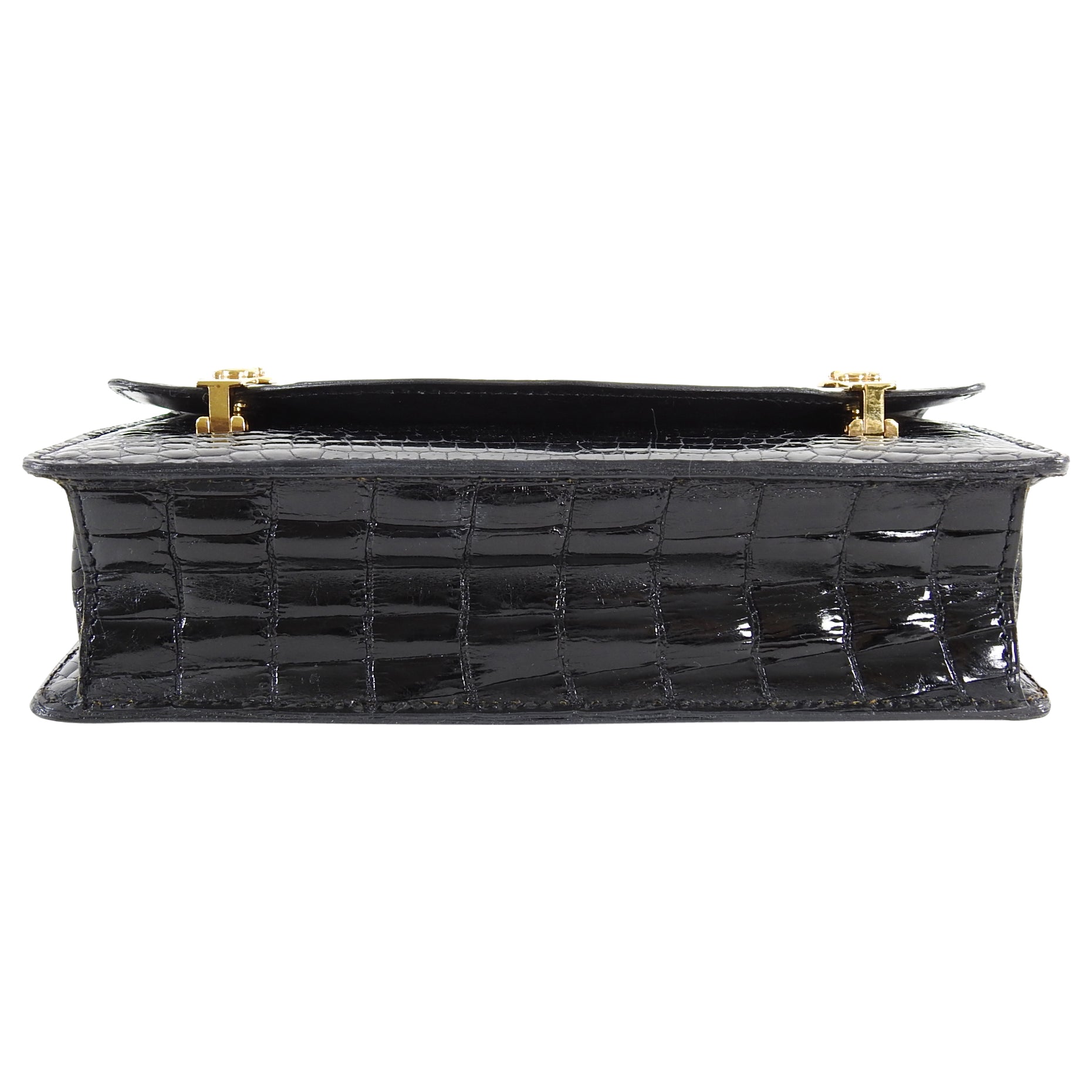 Vintage Celine Black Crocodile Box Shoulder Bag 1980s - Luxury Retro Handbag for Women, Perfect for Evening Parties & Special Occasions