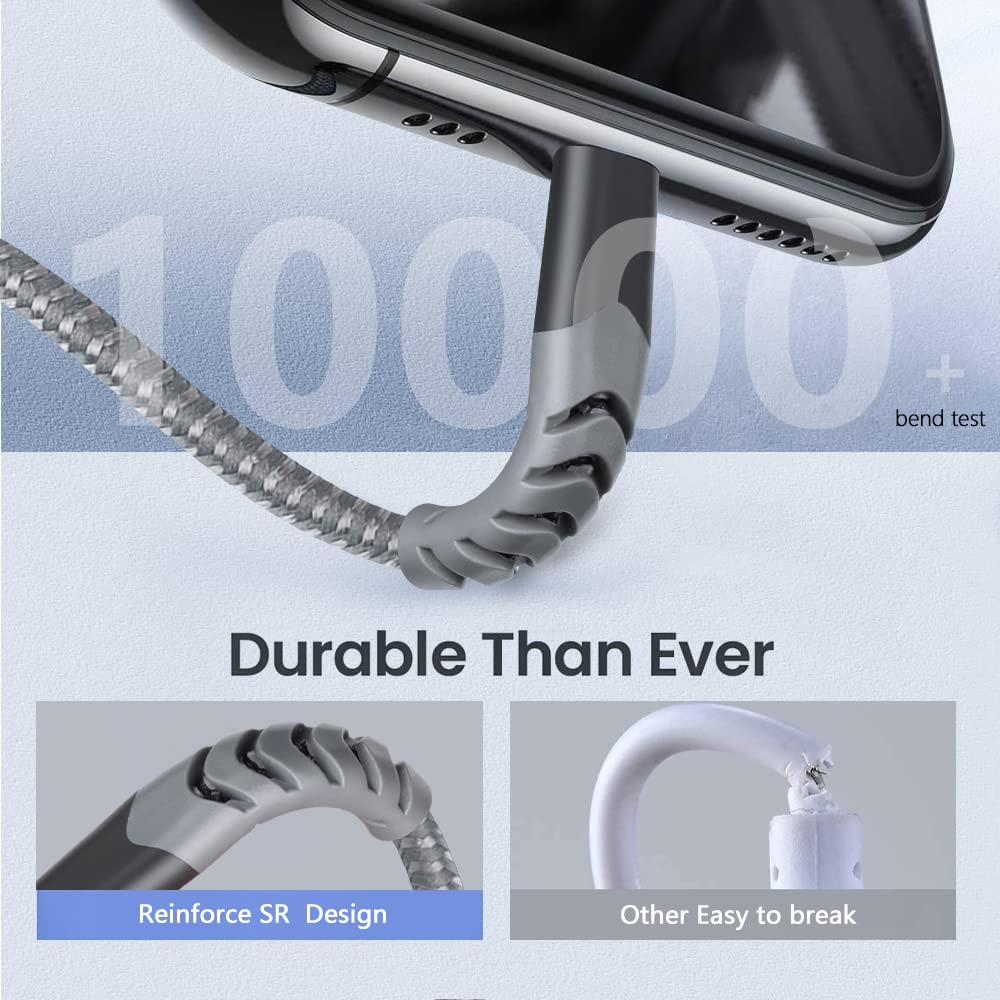 3-Pack MFi Certified Lightning Cable 3FT - Fast Charging USB to Lightning Cable for iPhone 14/13/12/11/X/8/7 - Durable Nylon Braided Charger Cord for Home, Office & Travel