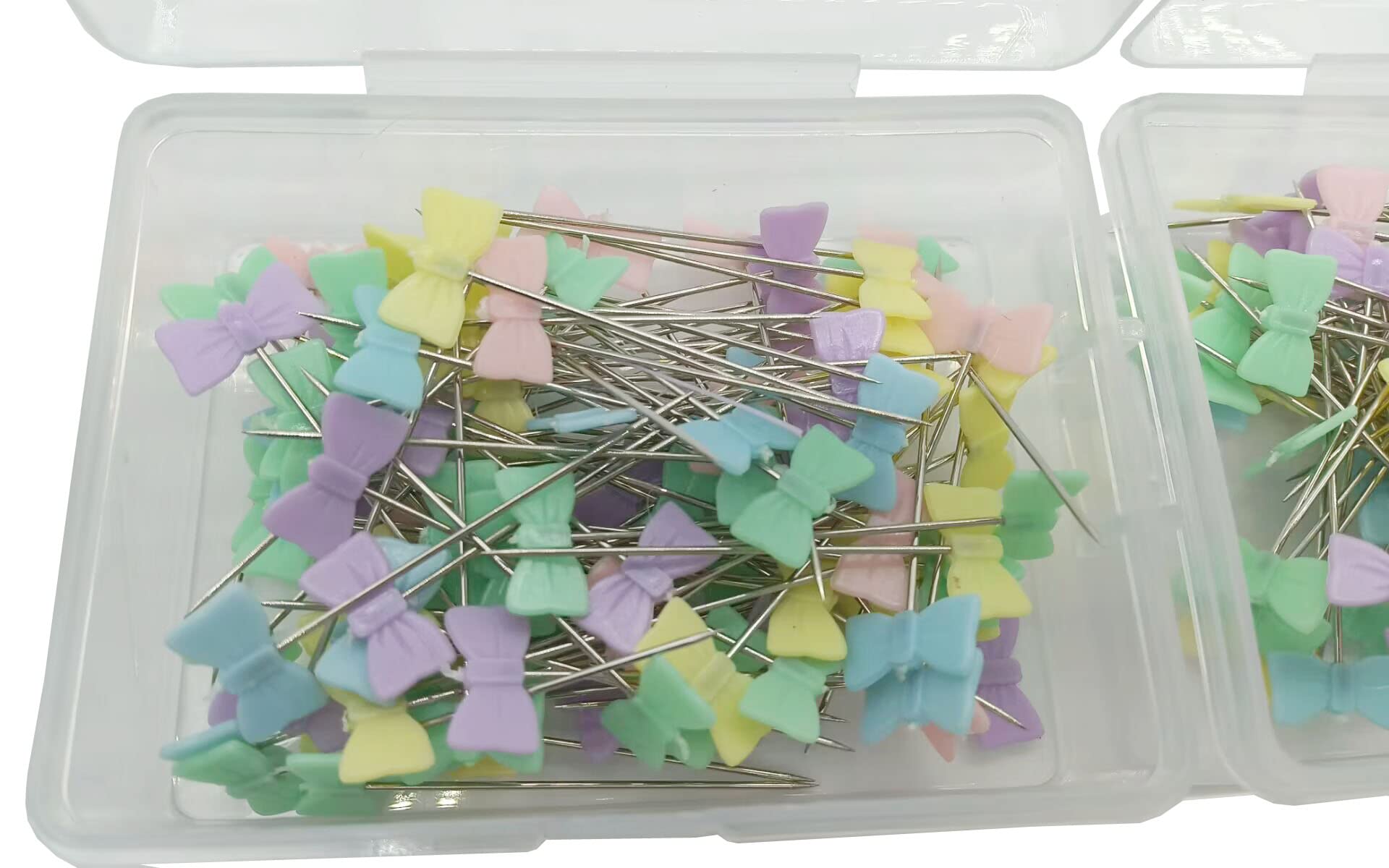 200PCS Flat Head & Flower Head Dressmaker Pins for Sewing, Quilting, Patchwork - Includes Storage Case (Bow Tie Design) - Perfect for Wedding Dressmaking, DIY Crafts & Fabric Projects