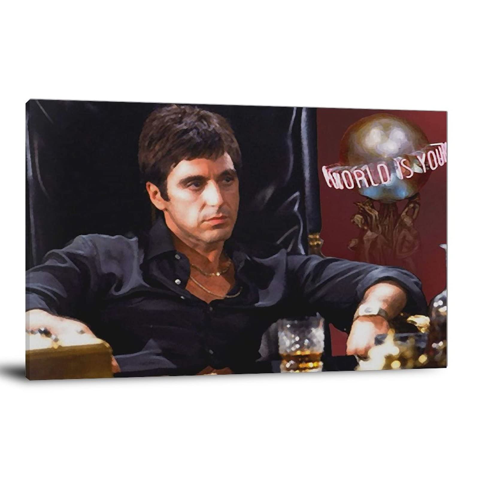 Al Pacino Scarface Movie Poster - Premium Canvas Wall Art Decor for Living Room & Bedroom - 24x36 Inches (60x90cm) - Perfect for Home Theater, Man Cave, Office & Gift Ideas