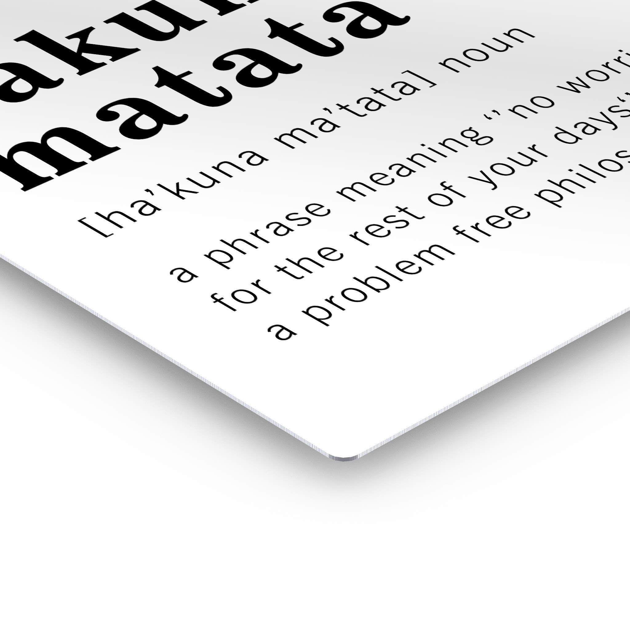 Funny Noun Dictionary Definition of Hakuna Matata Metal Print - Inspirational Quote Wall Art for Office, Living Room, Bedroom & Bathroom - Ready to Hang Home Decor (40x30 inches, Made in USA) - Perfect Gift for Disney Fans & Stress-Free Lifestyle Enthusiasts