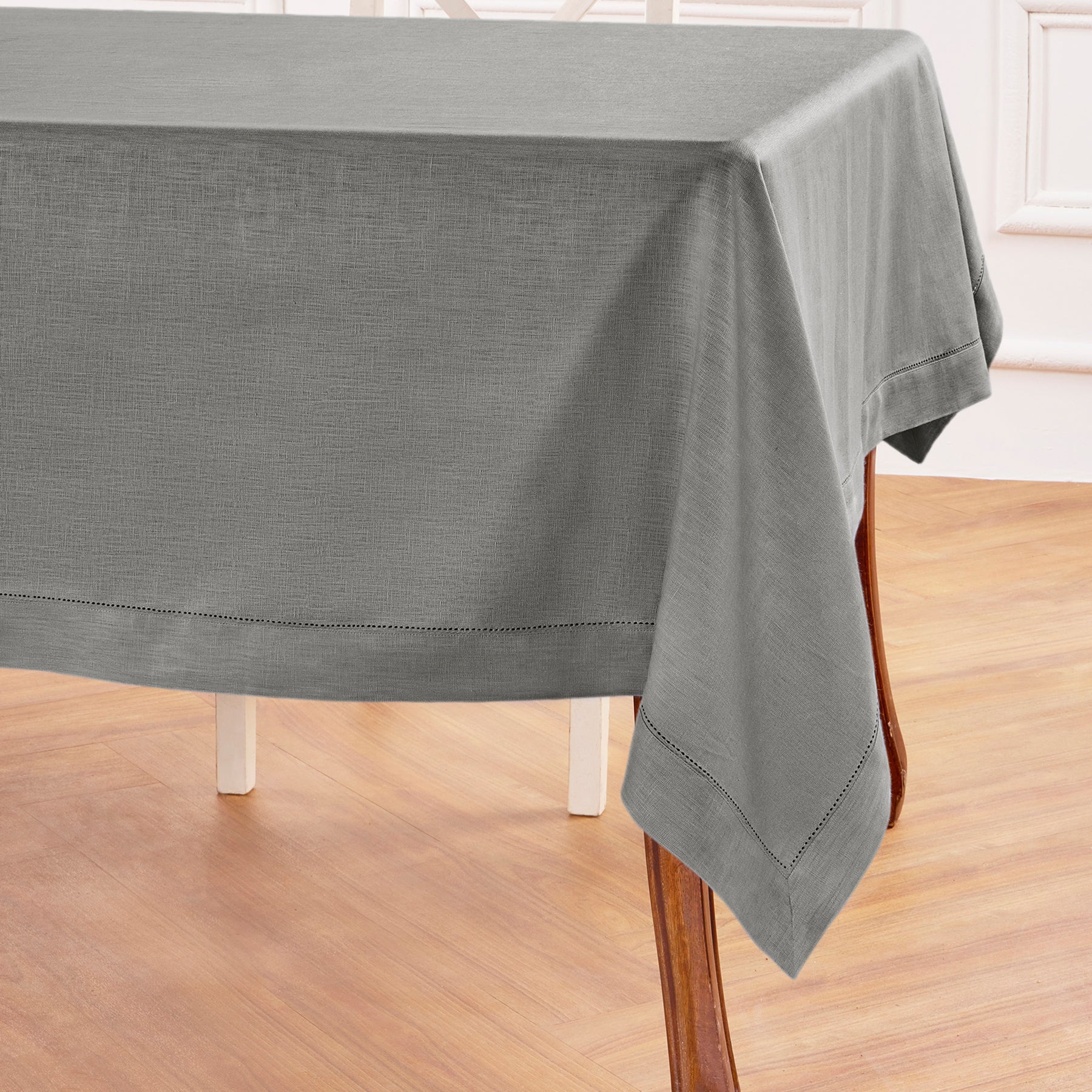Elegant Classic Hemstitch Tablecloth - Premium Cotton Linen Dining Table Cover for Formal Dinners & Special Occasions