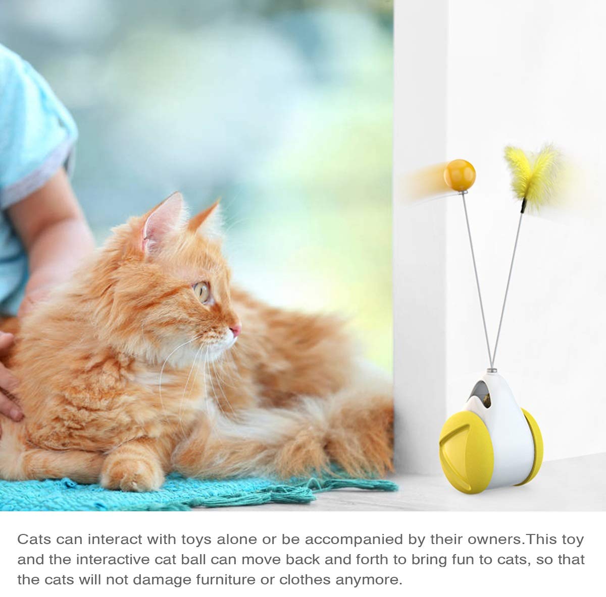Interactive Catnip Ball Toy for Indoor Cats - 360° Self-Rotating Chaser & Balance Swing Car Toy (Yellow) | Fun Exercise & Stress Relief for Kittens & Adult Cats