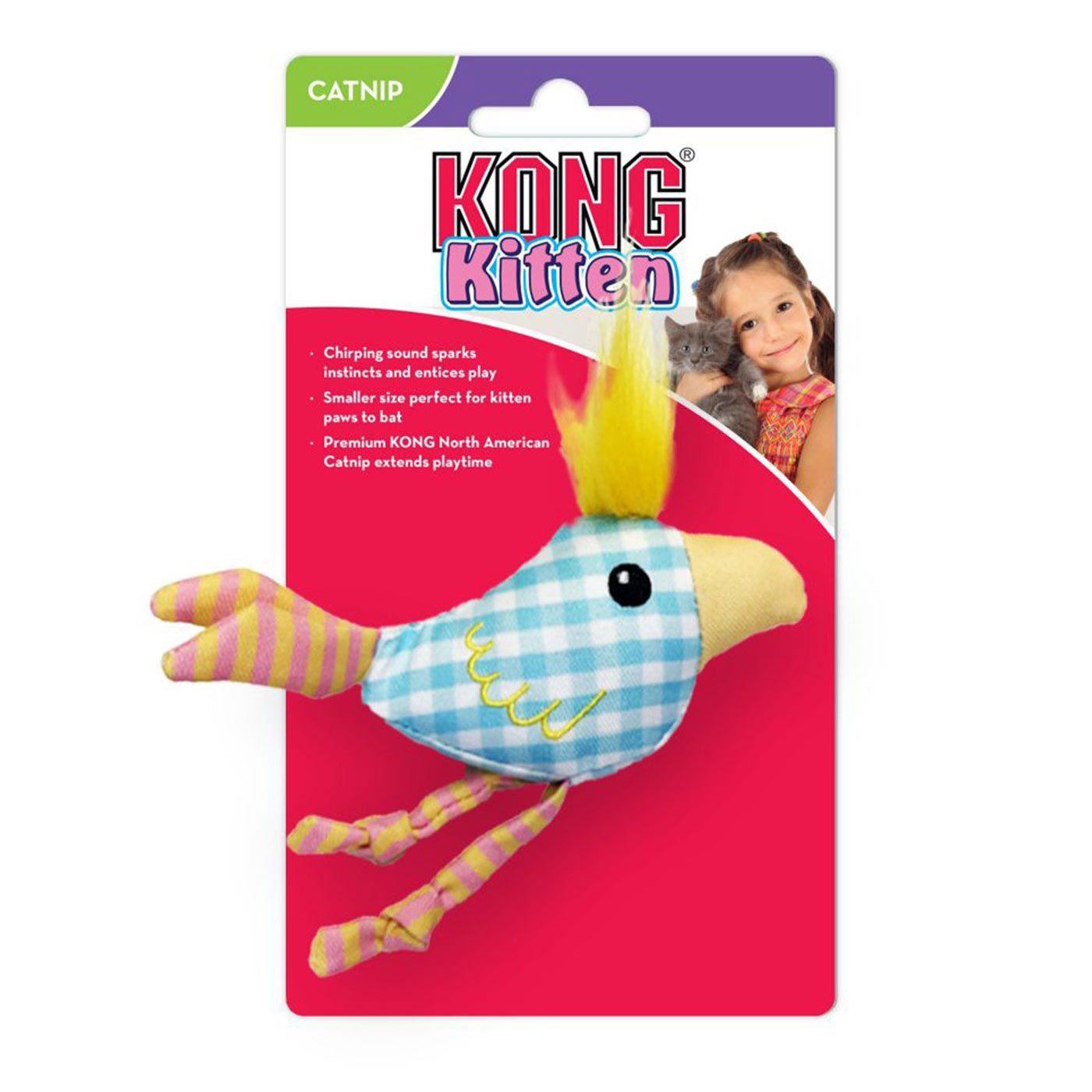 KONG Kitten Chirpz Chick Cat Toy - Interactive Play & Training for Kittens - Perfect for Indoor Fun & Exercise