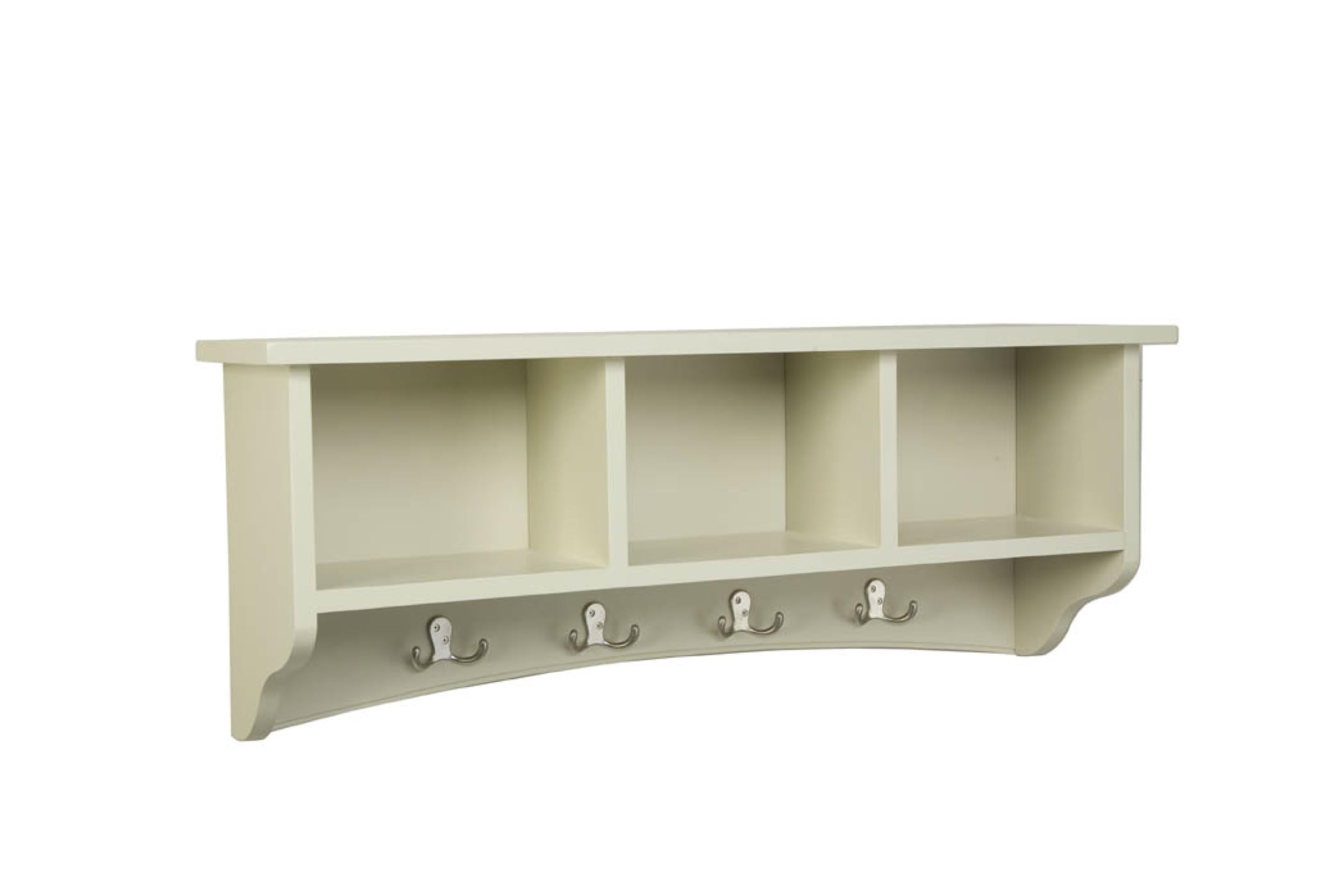 Alaterre Shaker Cottage Coat Rack with Storage Cubbies - Wall Mounted Entryway Organizer with Hooks for Jackets, Bags & Hats - Space Saving Coat Hanger for Hallway, Bedroom & Mudroom - Perfect for Small Apartments & Farmhouse Decor (Sand)