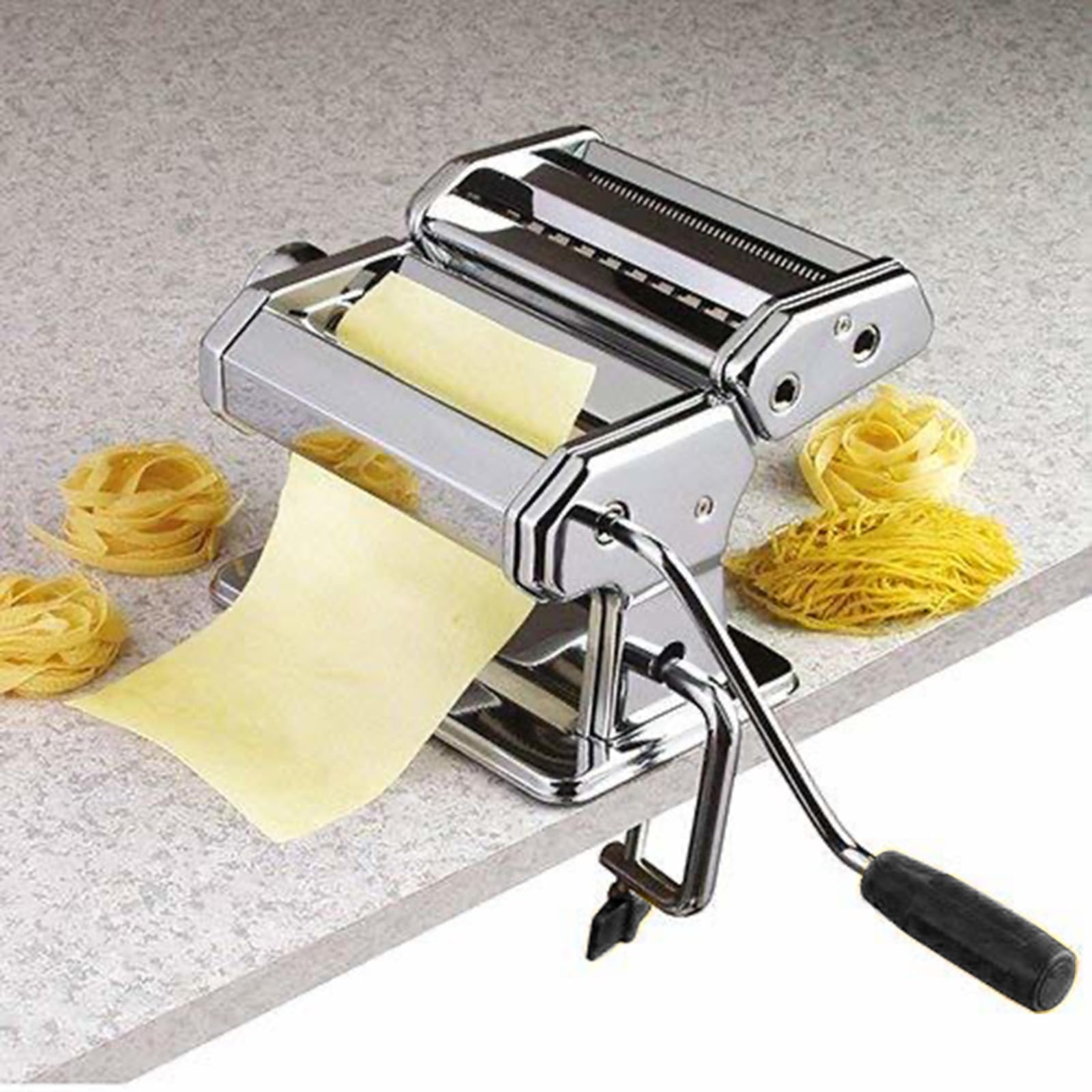 Premium Manual Pasta Maker Machine - 9 Adjustable Thickness Settings for Homemade Spaghetti, Fettuccine & Lasagna | Durable Aluminum Alloy Rollers & Cutter | Includes Dough Brush | Perfect for Italian Cuisine, Family Cooking & Restaurant Use