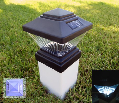 Matte Black Solar Fence Post Cap Lights for PVC 4x4 Posts - Colonial Style (Set of 12) - Outdoor Garden, Patio & Pathway Lighting Solution