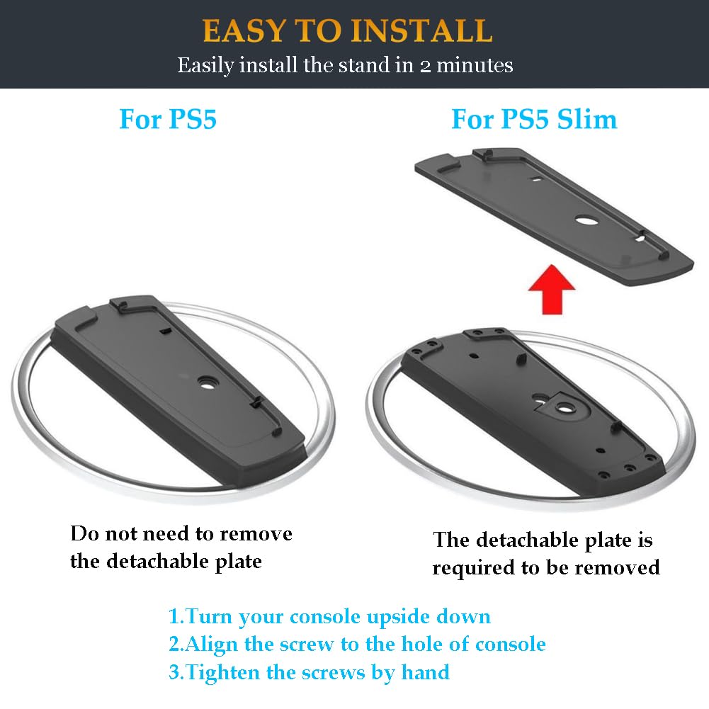 PS5 Slim Stand - Official OEM Vertical Base for PlayStation 5 & PS5 Slim (CFI-1000/2000) | Solid Black Console Stand | Perfect for Gaming Setup & Display
