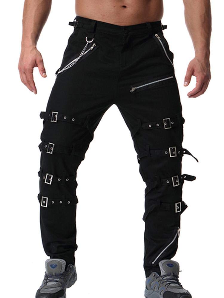 AKARMY Men's Cargo Pants - Hiphop Punk Gothic Style Cotton Techwear for Casual Wear, Sports, Hiking & Motorcycle Riding | Streetwear Fashion Pants for Urban Lifestyle & Outdoor Adventures