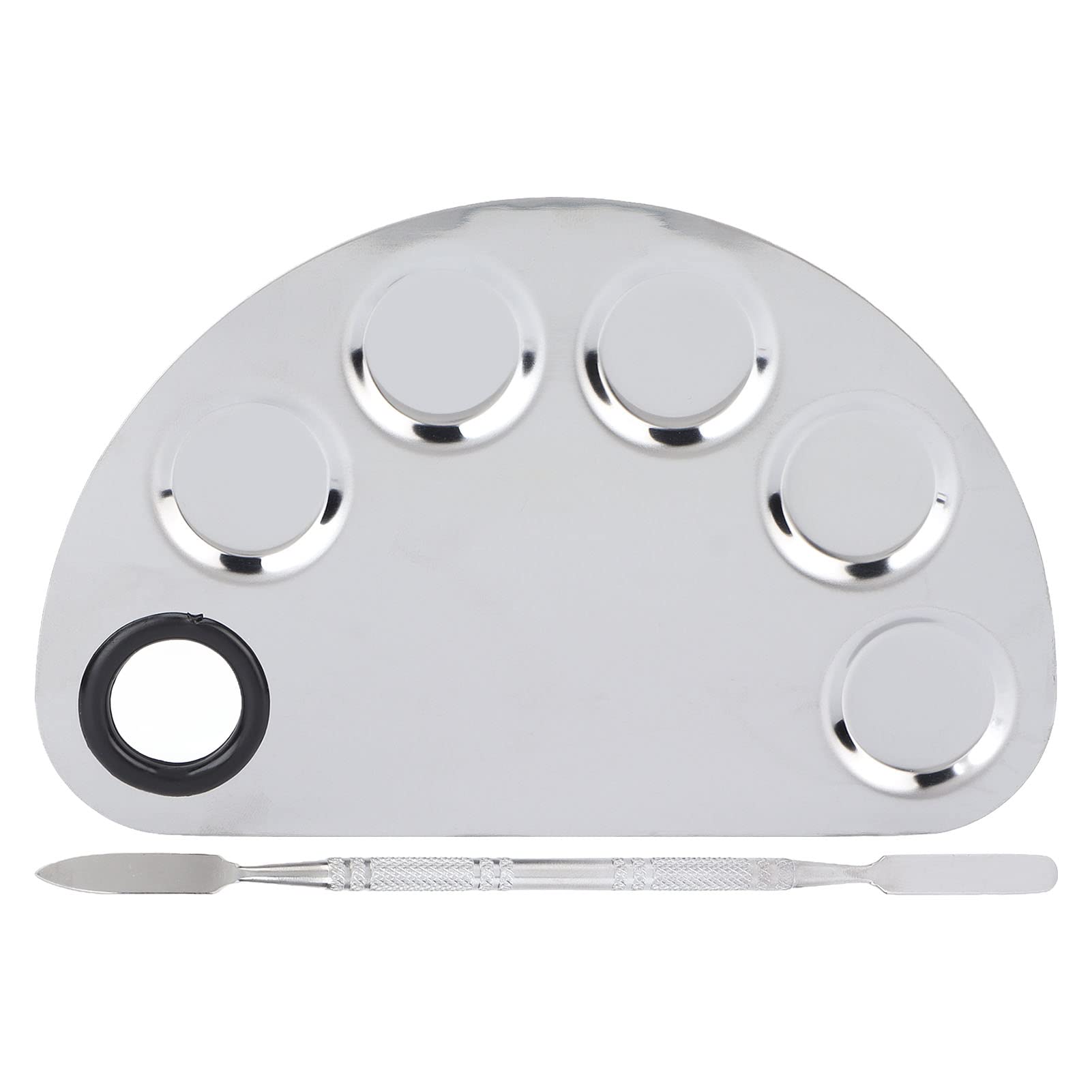 DEWIN Stainless Steel Makeup Mixing Palette & Spatula for Lipstick Blending - Professional Cosmetic Tool