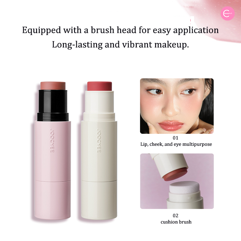 JOOCYEE Glazed Multi-Purpose Blush & Highlight Stick - Cream Blush & Highlighter Duo for Cheeks, Eyes & Lips | Natural Glow Makeup for Day & Night Looks