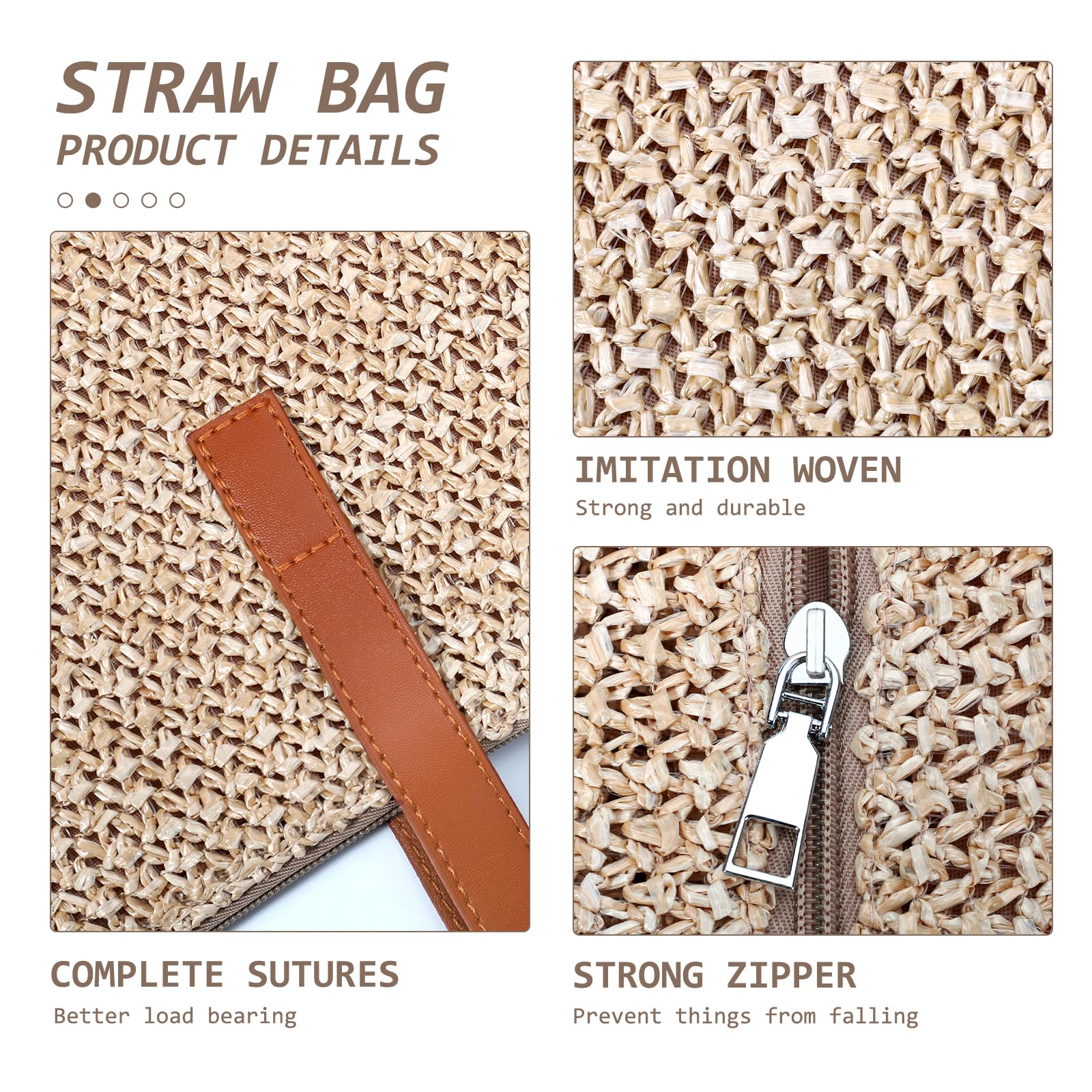 hatisan Straw Beach Bag for Women - Summer Woven Tote Shoulder Handbag, Boho Style Beach Bag for Pool, Vacation & Outdoor Activities
