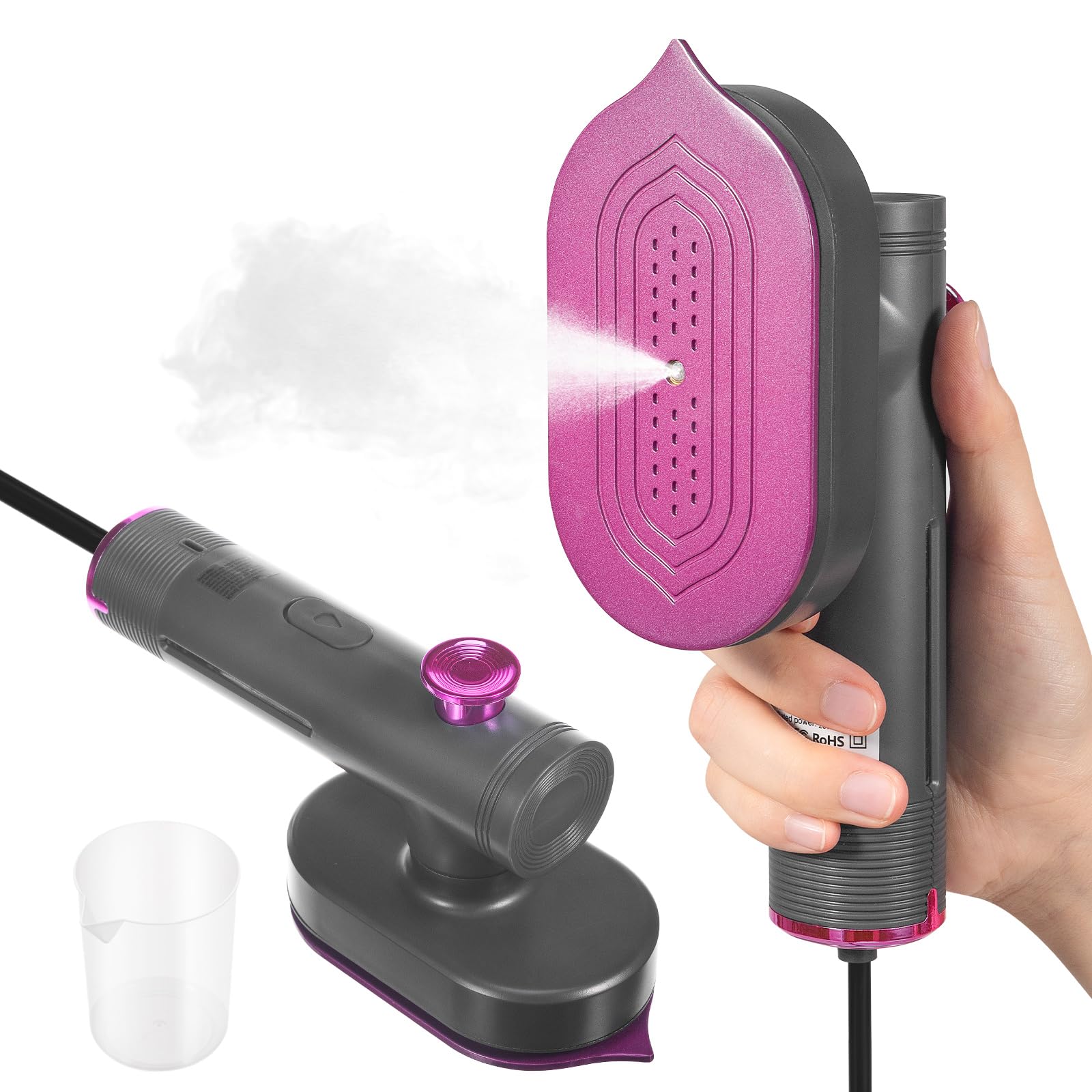 Portable Handheld Steamer for Clothes - 1000W Fast Heating Garment Steamer with Measuring Cup - Compact Travel Steamer for Wrinkles Removal - Perfect for Home, Office & Travel Use (Black)