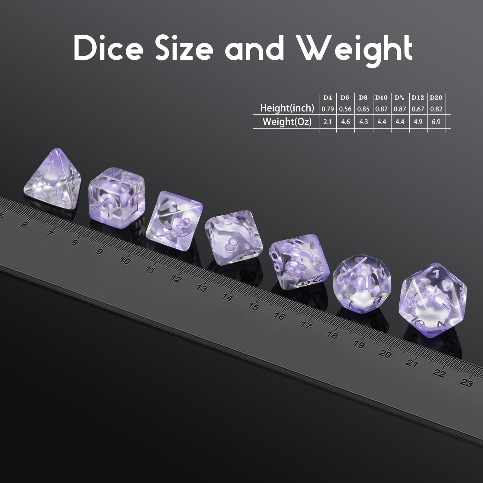 7PCS Purple Mushroom Resin Dice Set for D&D, Dungeons & Dragons, DNDND - RPG Tabletop Games with Velvet Gift Bag - Perfect for Fantasy Role-Playing & Board Game Nights