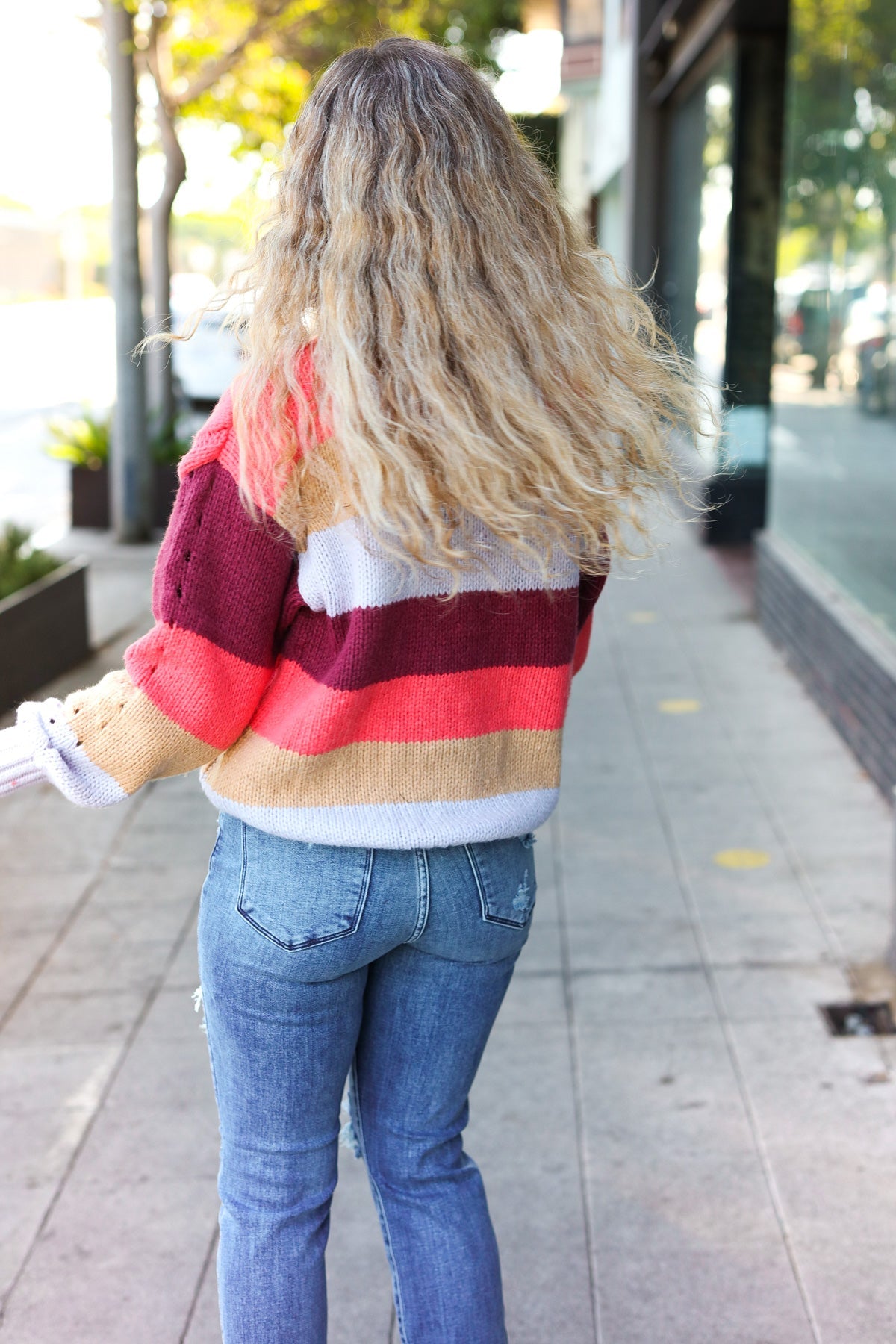 Rust & Multicolor Striped Cable Knit Mock Neck Sweater for Women | Cozy Fall & Winter Pullover | Perfect for Casual Outfits, Office Wear & Holiday Gatherings