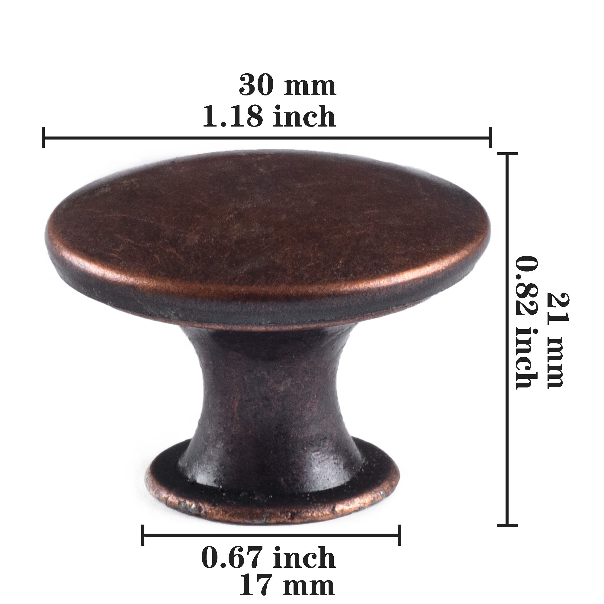 Antique Brass Cabinet Knobs 6-Pack - Drawer & Door Pulls for Kitchen & Bathroom