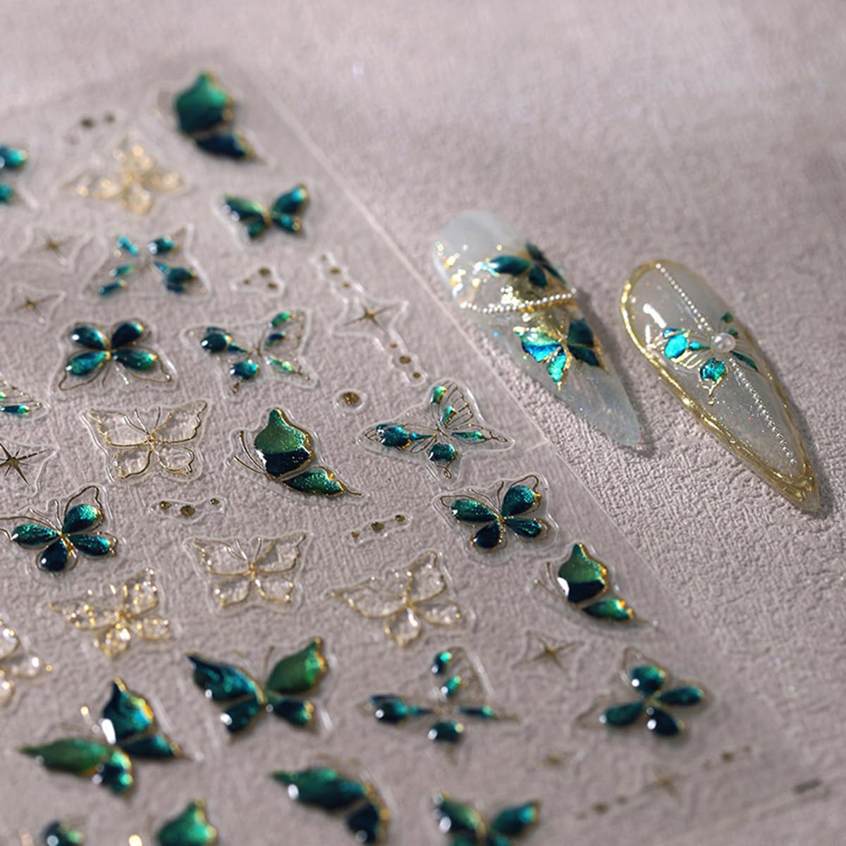 5D Blue Butterfly Nail Stickers - Self-Adhesive Spring Crystal Jelly Nail Art Decals for Manicure & Nail Decoration | Perfect for Parties, Weddings, and Everyday Glam