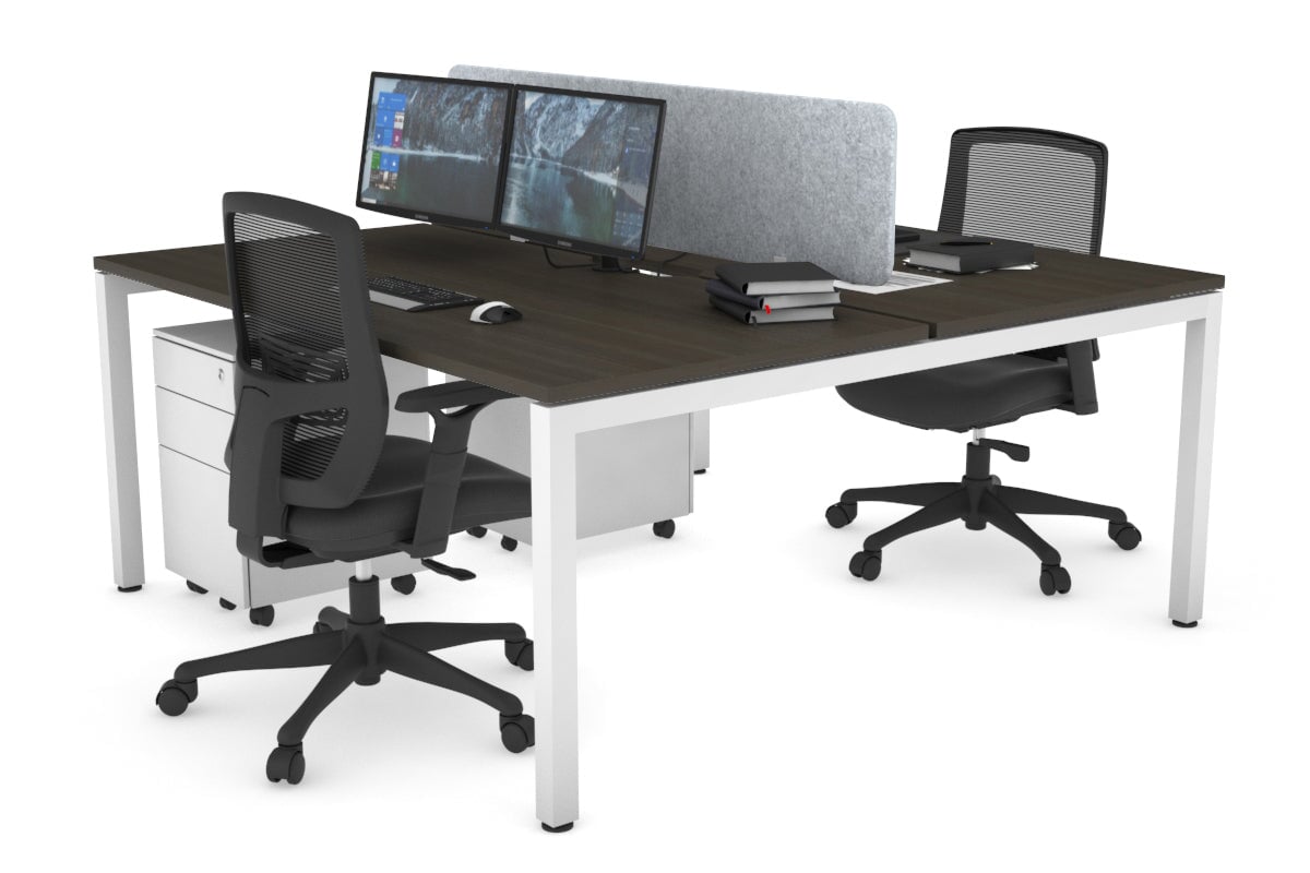 Quadro Square Legs 2 Person Office Workstation Desk - 1400L x 800W with Cable Management Scallop - Perfect for Shared Workspaces & Home Offices