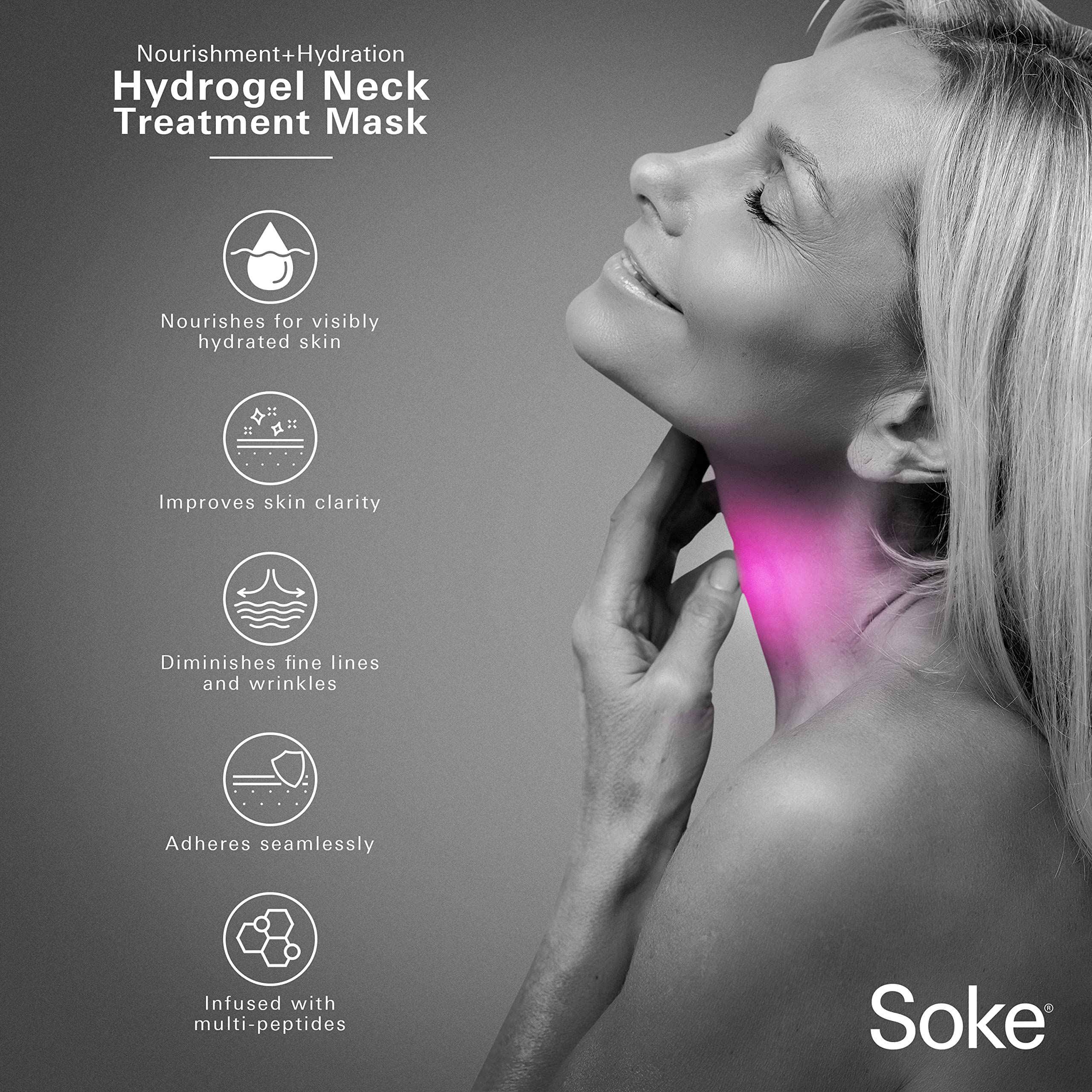Soke Neck Hydrogel Treatment Mask - Anti-Aging & Moisturizing Face Mask for Wrinkles & Fine Lines - Perfect for Skincare Routine & Spa Night Self-Care