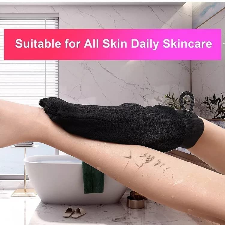 PARABRAHMA Exfoliating Glove for Body & Face - 2 Pack Double-Layer Viscose Fiber Scrub Mitt for Dead Skin Removal, Tan Removal & Smooth Skin - Perfect for Shower, Spa & At-Home Skincare Routine