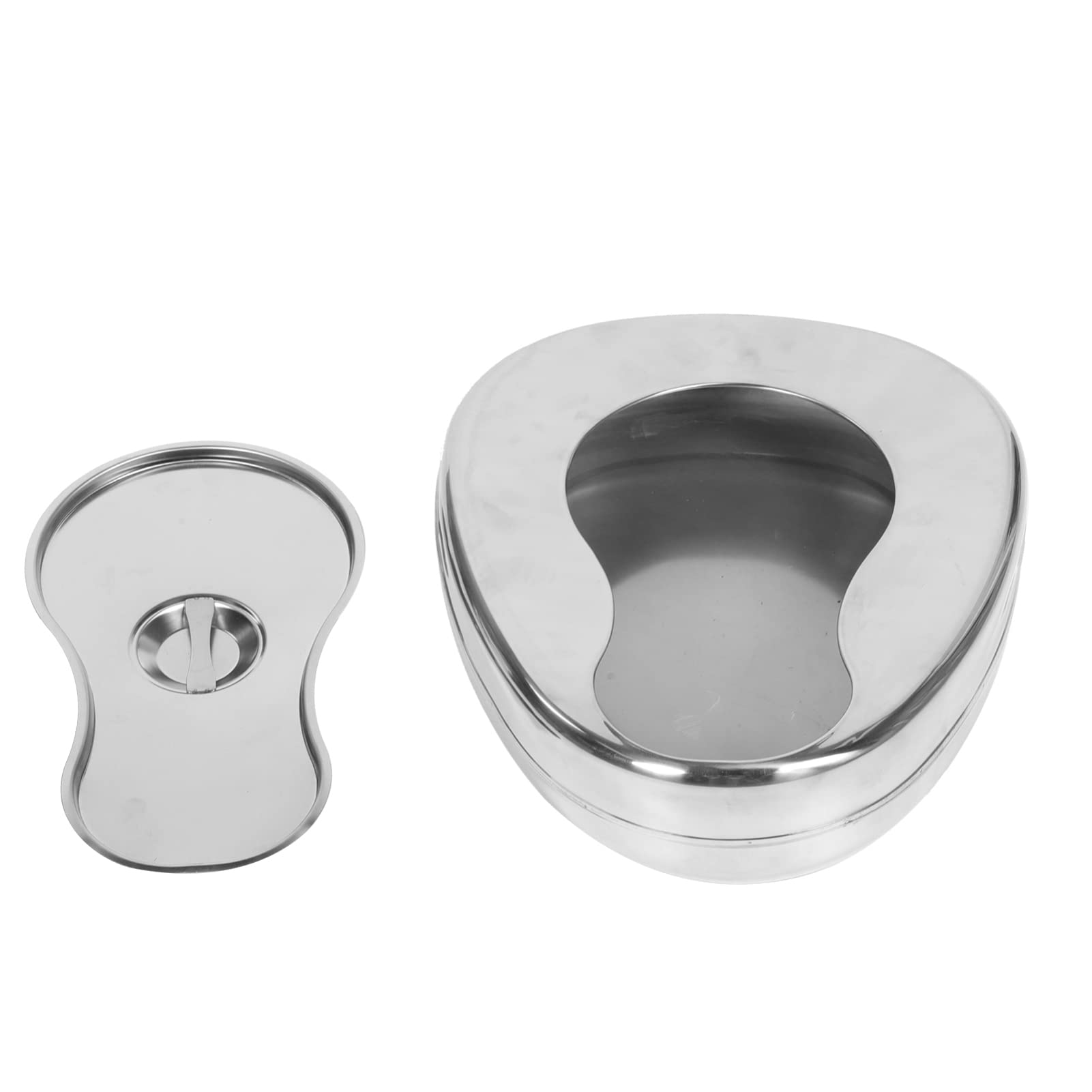 Stainless Steel Bed Pan with Lid - Durable Metal Bedpan Seat Urinal for Bedridden Patients, Elderly Care, Male & Female - Ideal for Home Healthcare and Hospital Use