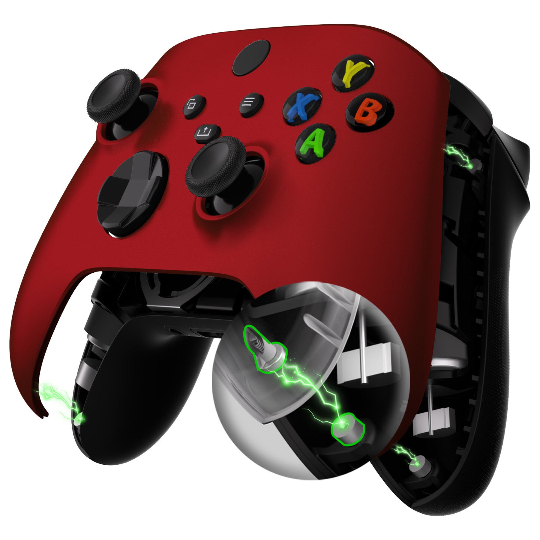 eXtremeRate FaceMag Magnetic Replacement Front Housing Shell with Accent Rings for Xbox Series X/S Controller & Xbox Core Controller Model 1914 - Scarlet Red | Easy Installation, Custom Gaming Setup, Enhanced Controller Aesthetics