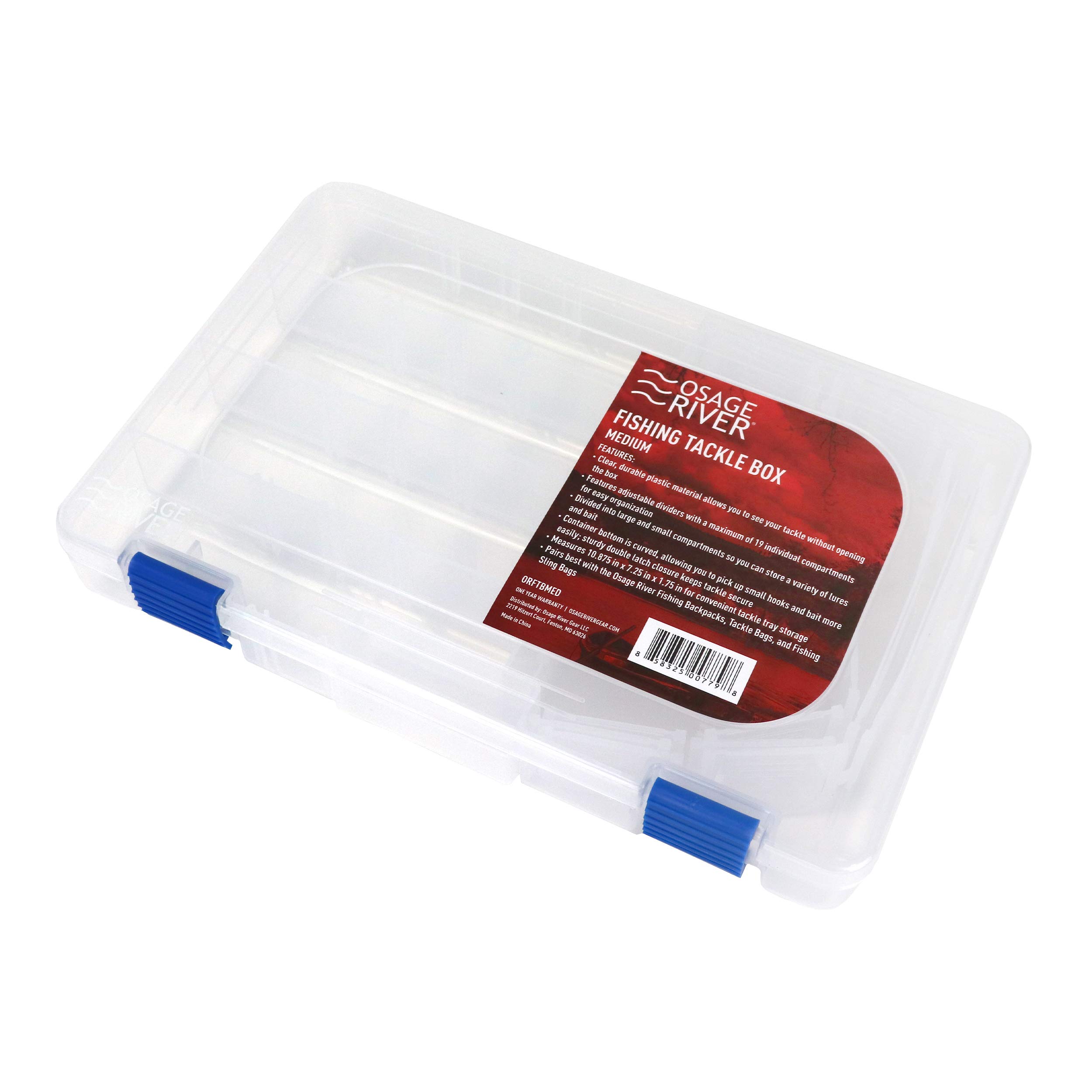 OSAGE RIVER Medium Clear Plastic Fishing Tackle Box Organizer - 10.9