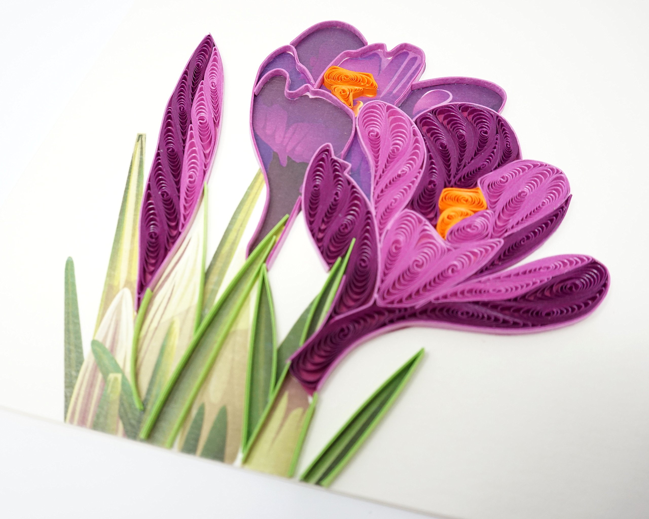 Premium Handmade Quilled Crocus Flower Greeting Cards - Birthday, Love, Anniversary, Thank You, Mother's Day, Valentine's, Friendship & Sympathy Cards - Perfect for Gifting, Home Decor & Special Occasions