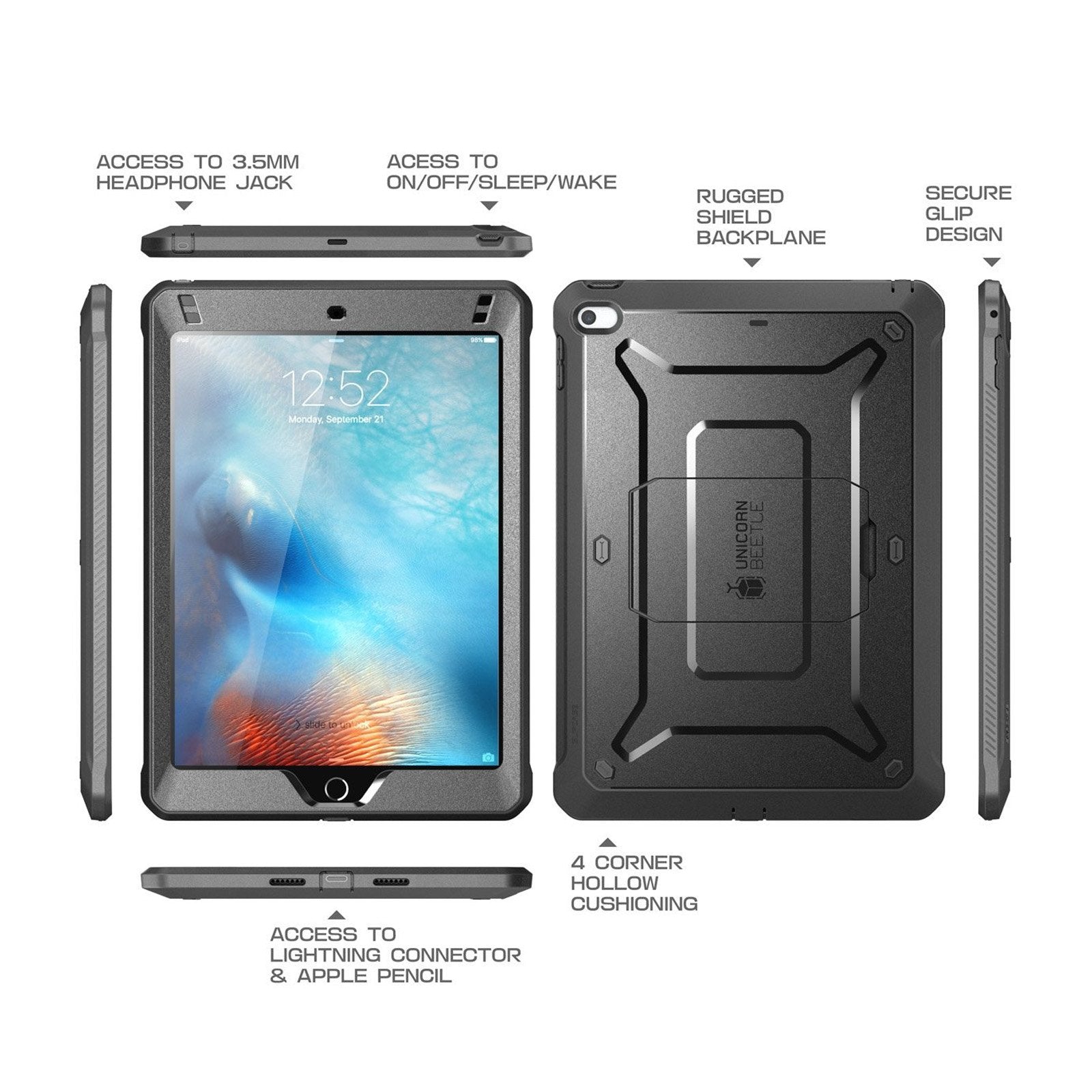 iPad Mini 5 Case - Unicorn Beetle PRO Shockproof Rugged Protective Cover (Black) | Perfect for Outdoor Adventures, Travel & Daily Use