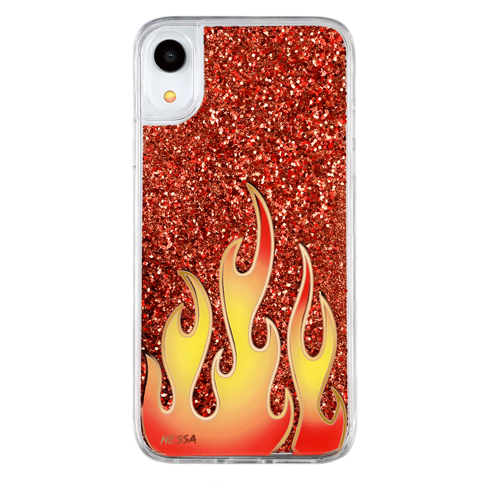 Sparkle Glitter Flames iPhone Case by Nessa - Trendy Protective Phone Cover for iPhone 13/14/15 Pro Max - Perfect for Parties, Concerts & Festivals
