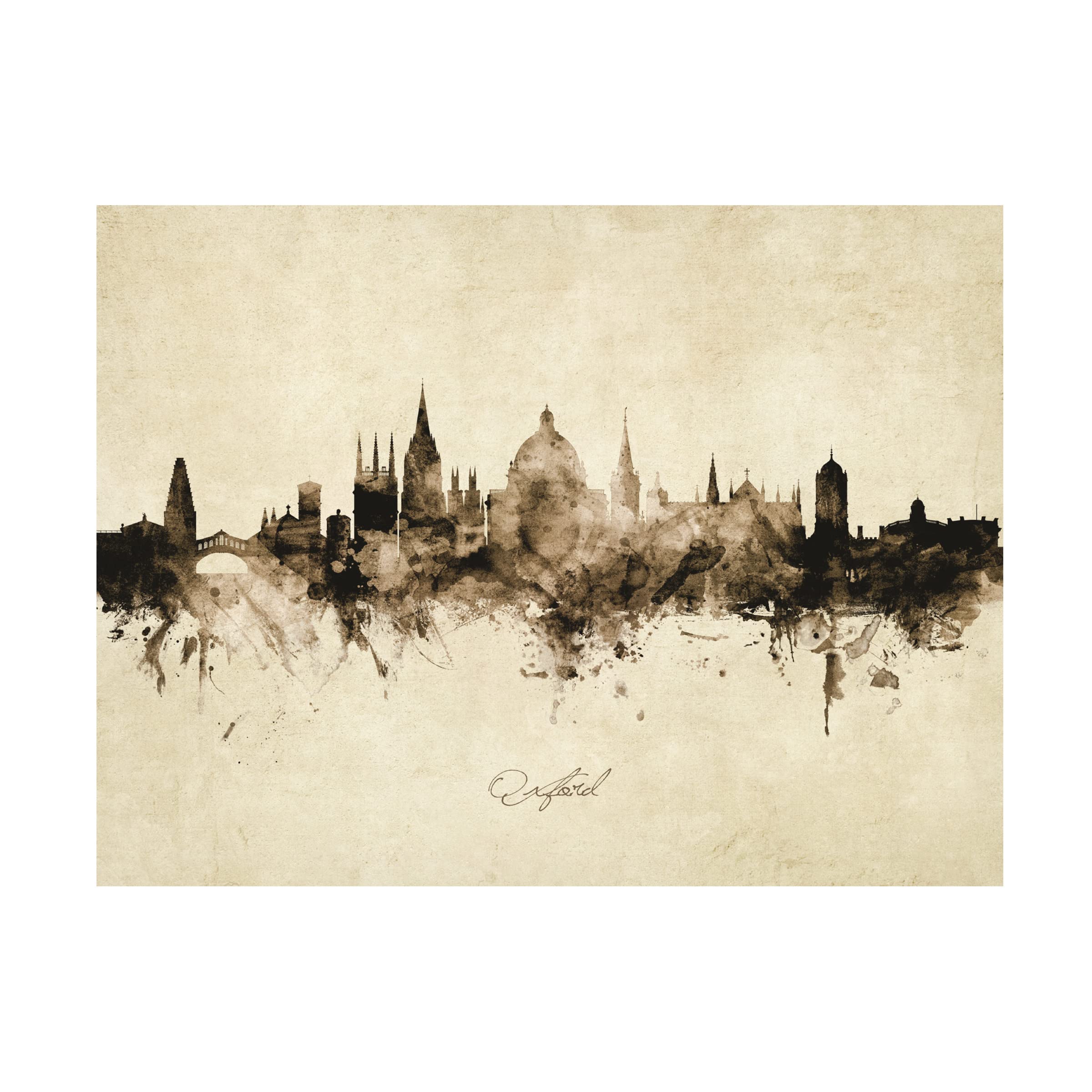 Michael Tompsett Oxford England Skyline Vintage Canvas Art Print - Premium Wall Decor for Living Room, Office & Bedroom