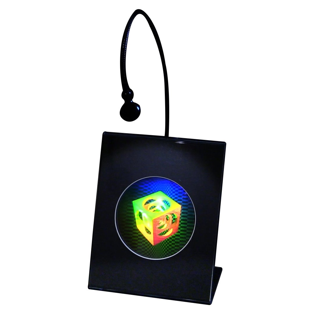3D Cubes Within Cubes Holographic Picture with LED Lighted Desk Stand - Unique Collectible Embossed Art Film for Home Decor, Office Display & Gift Giving
