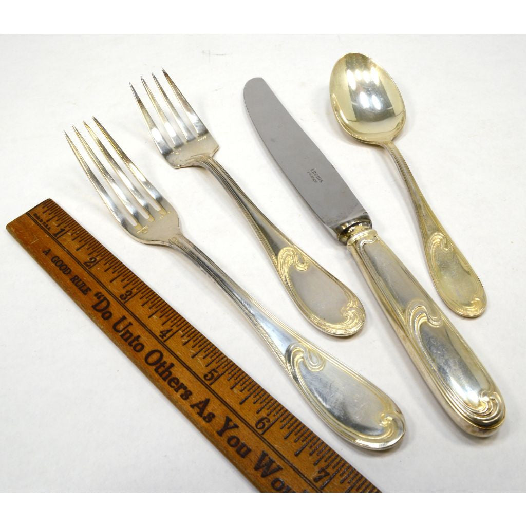 Vintage ERCUIS Silver Plated Flatware Set - 32 Pieces (8 Place Settings) with Elegant Wave Pattern - Perfect for Fine Dining, Wedding Gifts & Special Occasions