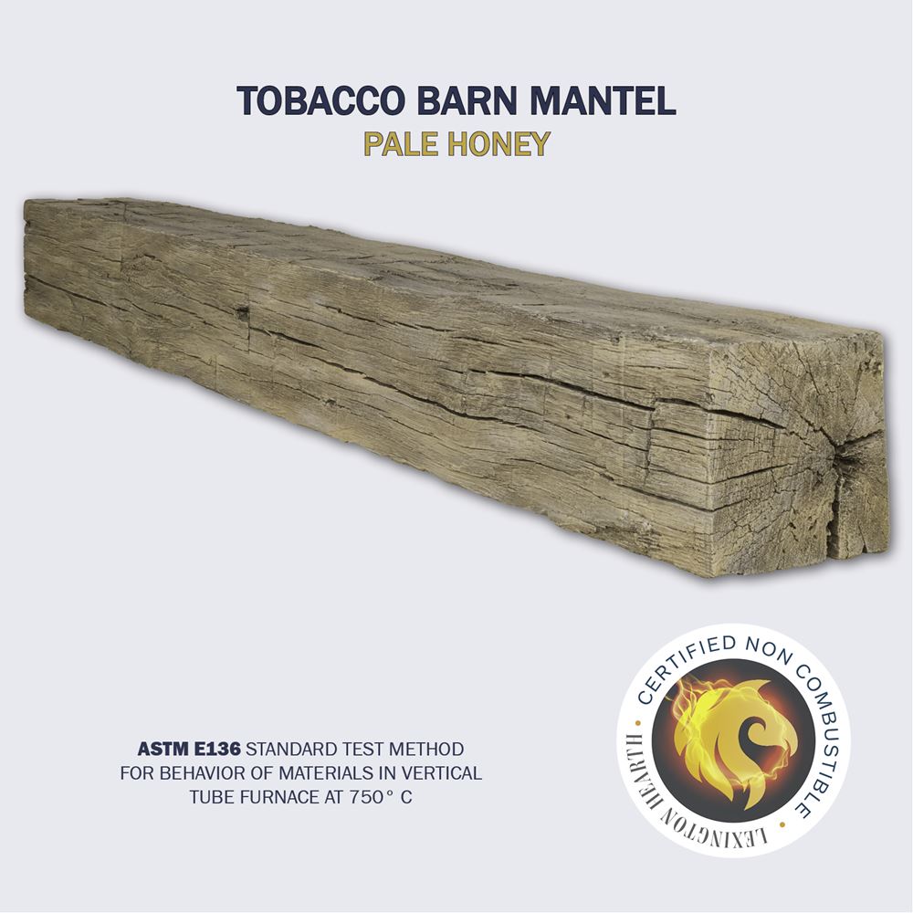Lexington Hearth Tobacco Barn Concrete Faux Wood Mantel Shelf - Rustic Fireplace Mantel for Living Room, Bedroom & Farmhouse Decor
