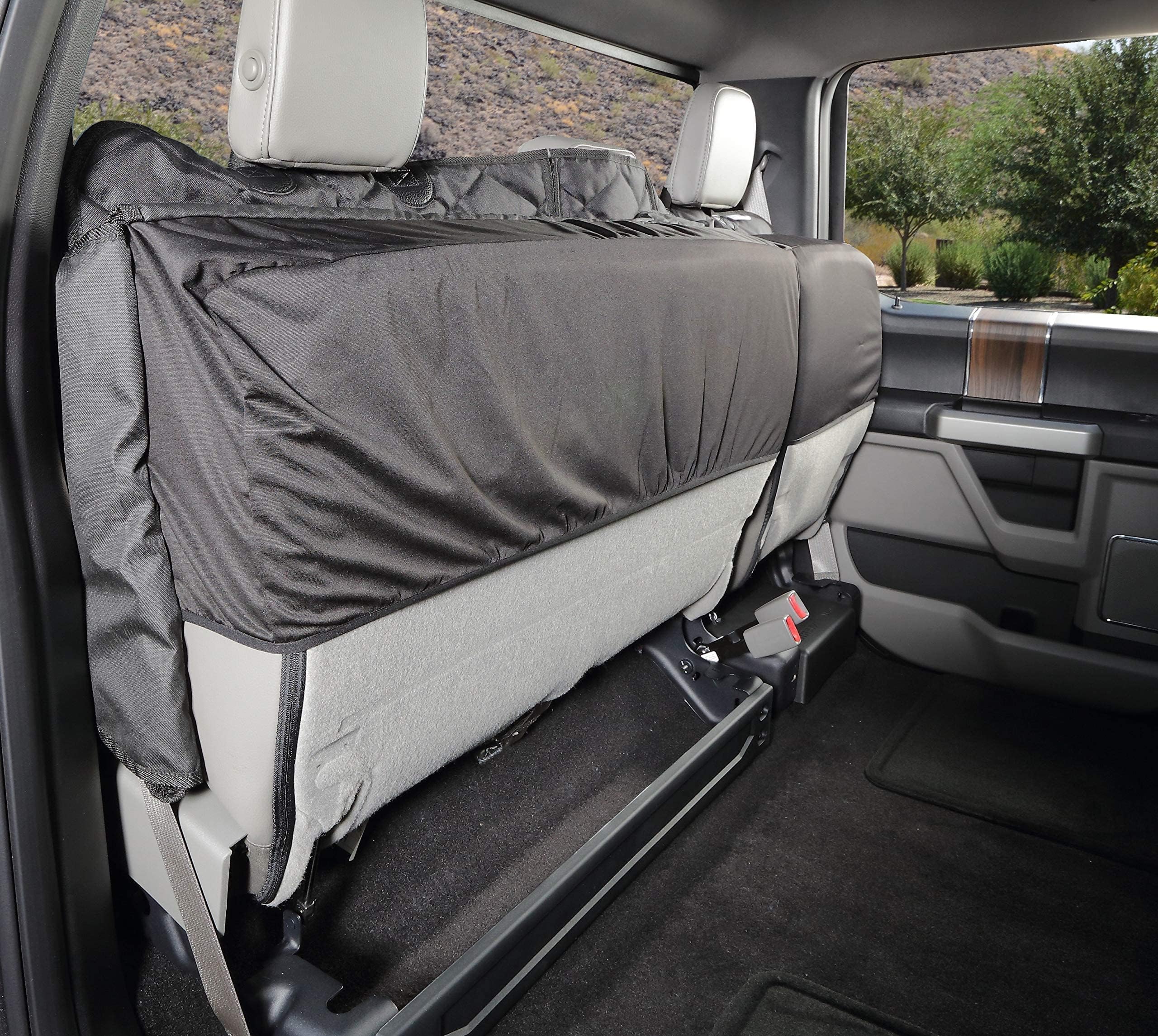 4Knines Heavy Duty Waterproof Crew Cab Truck Rear Bench Seat Cover with Pet Hammock - Black, Driver Side - Perfect for Dog Owners & Outdoor Adventures