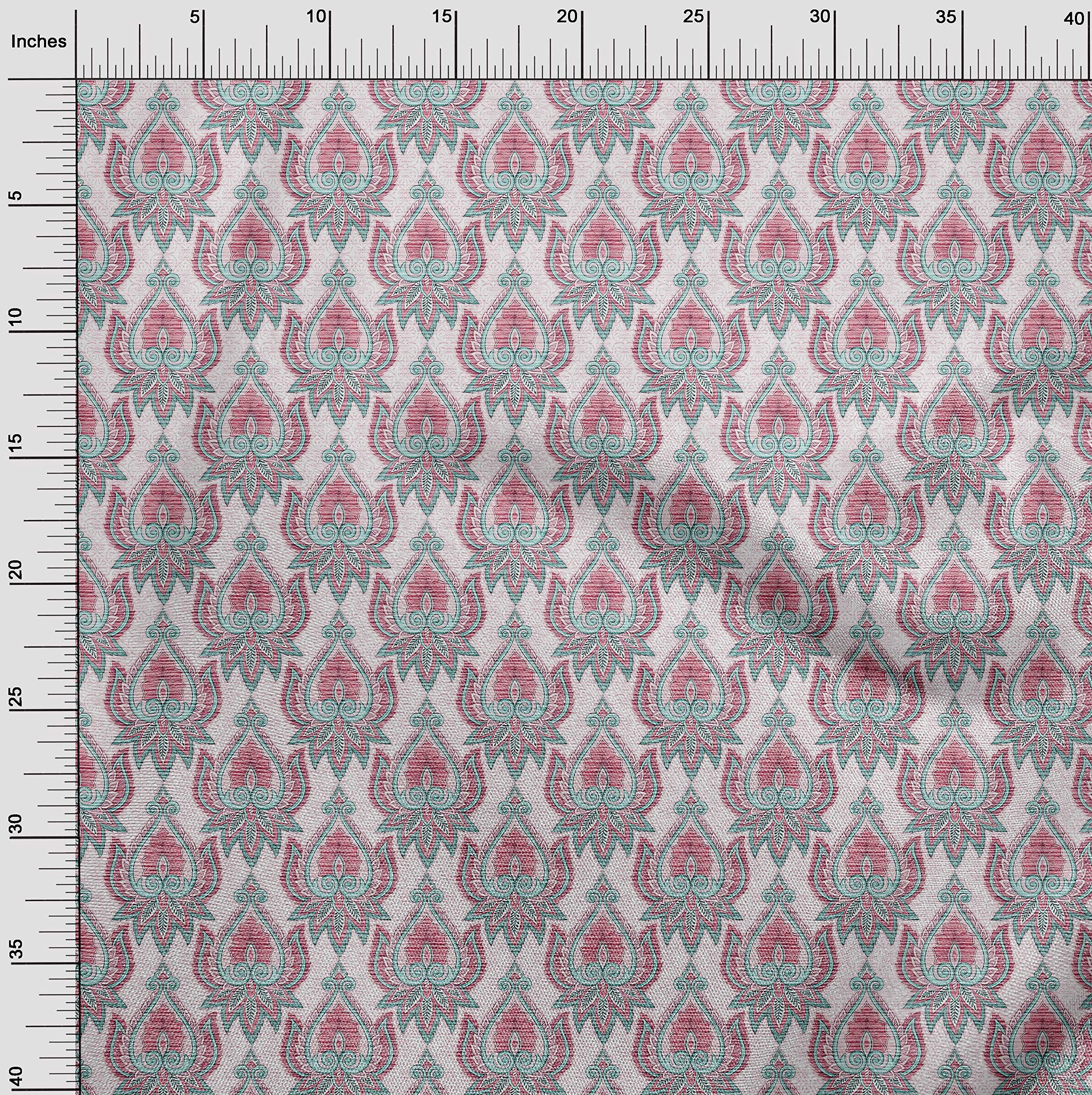 oneOone Rayon Pink Asian Traditional Floral Textured Dress Fabric - 56 Inch Wide Fabric by The Yard for DIY Dresses, Skirts & Home Decor