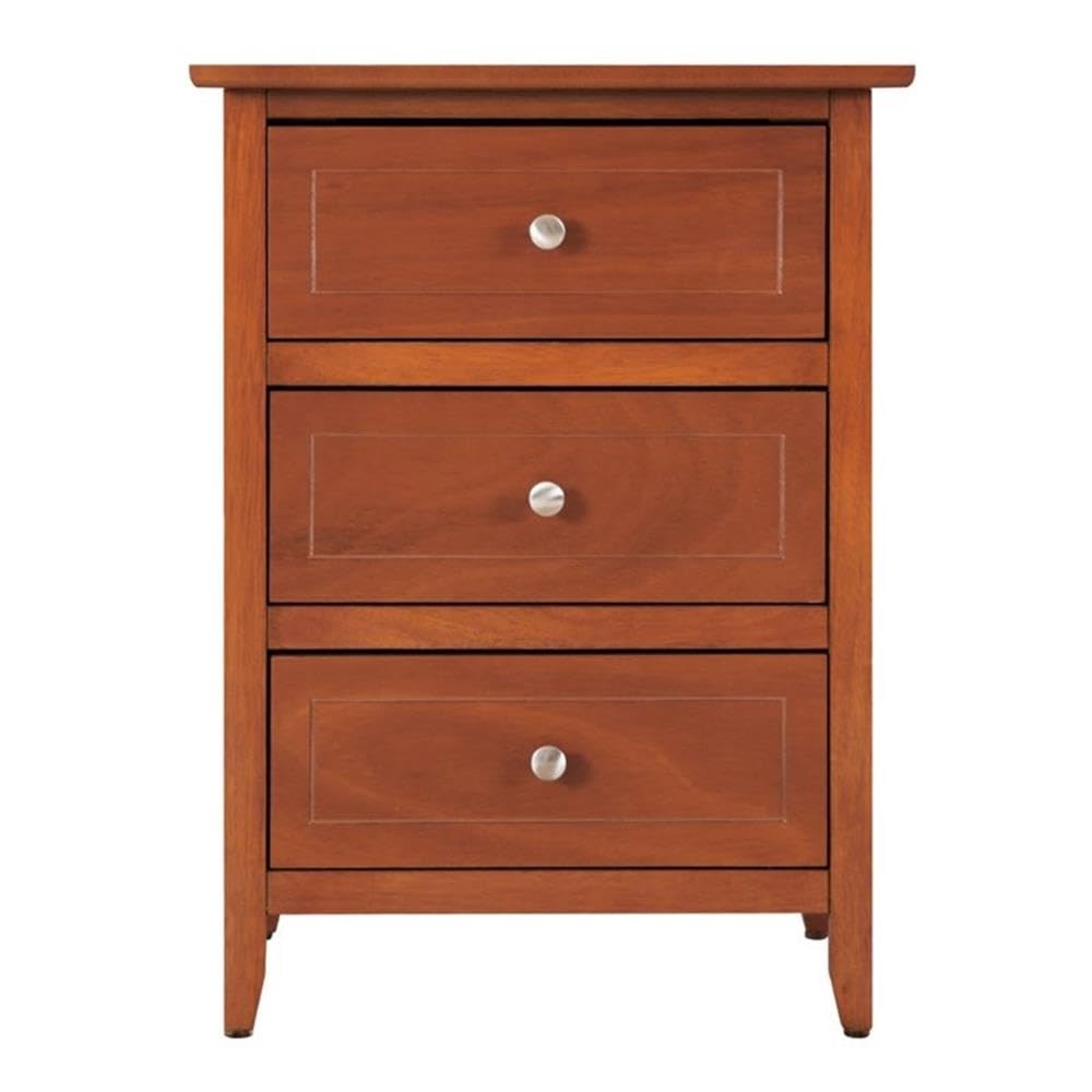 Glory Furniture Daniel 3-Drawer Oak Nightstand - Bedside Table for Bedroom, Living Room & Guest Room Storage