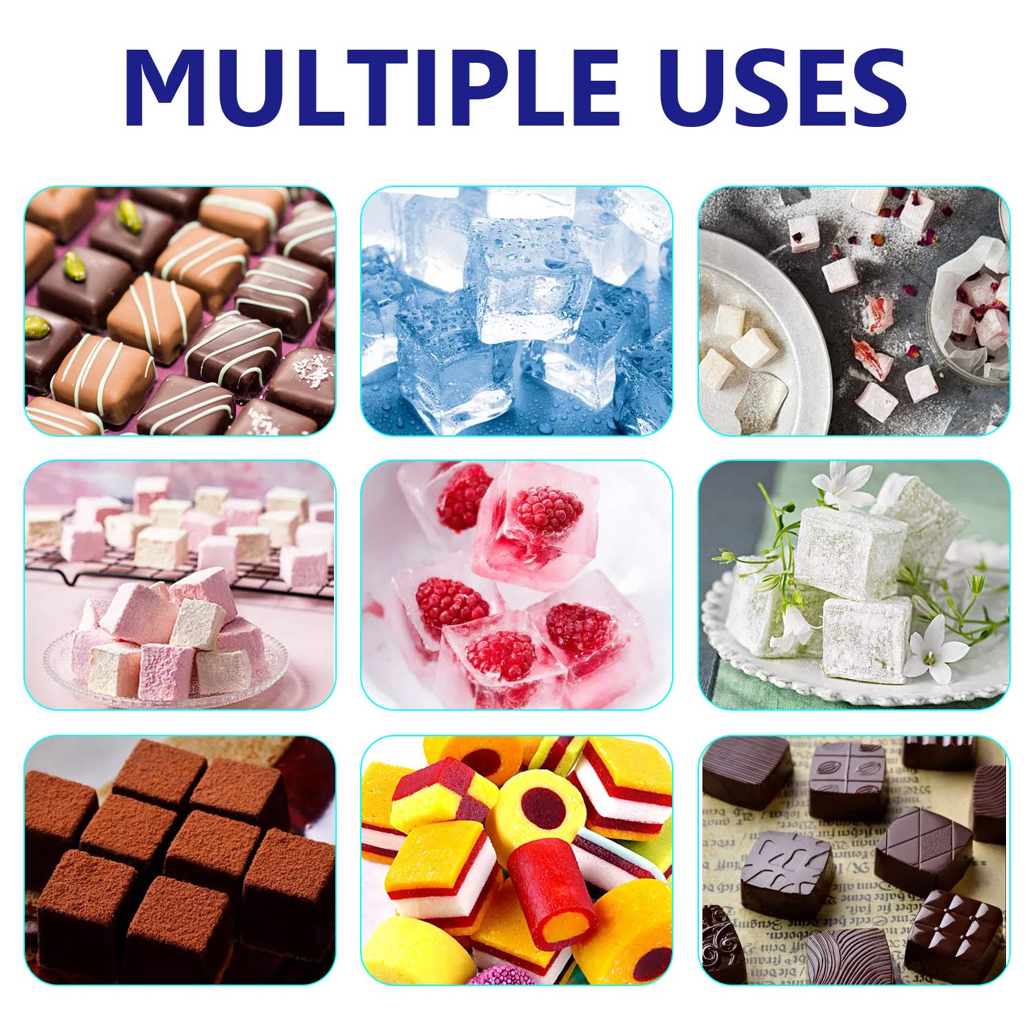 Premium Silicone Candy Molds 2-Pack - 40-Cavity Square Chocolate Molds for Truffles, Gummies, Caramels & Pralines - BPA-Free Baking Molds for DIY Candy Making, Party Treats & Holiday Desserts