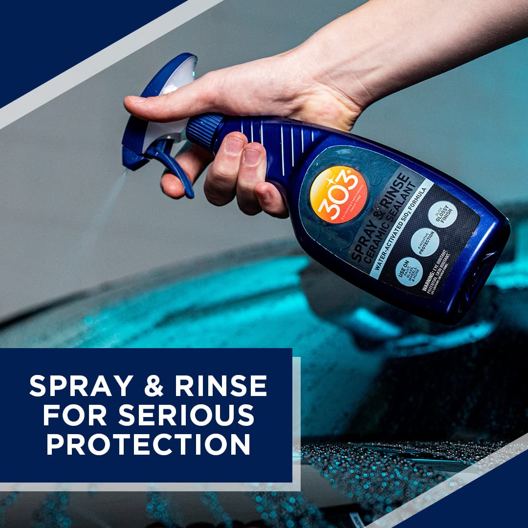 303 Products Spray & Rinse Ceramic Sealant - Quick Water-Activated SiO2 Ceramic Coating for Cars - 6 Months Protection & Water Repellent - Easy to Apply 16oz (Pack of 1) - Perfect for Car Detailing, Paint Protection & Long-Lasting Shine