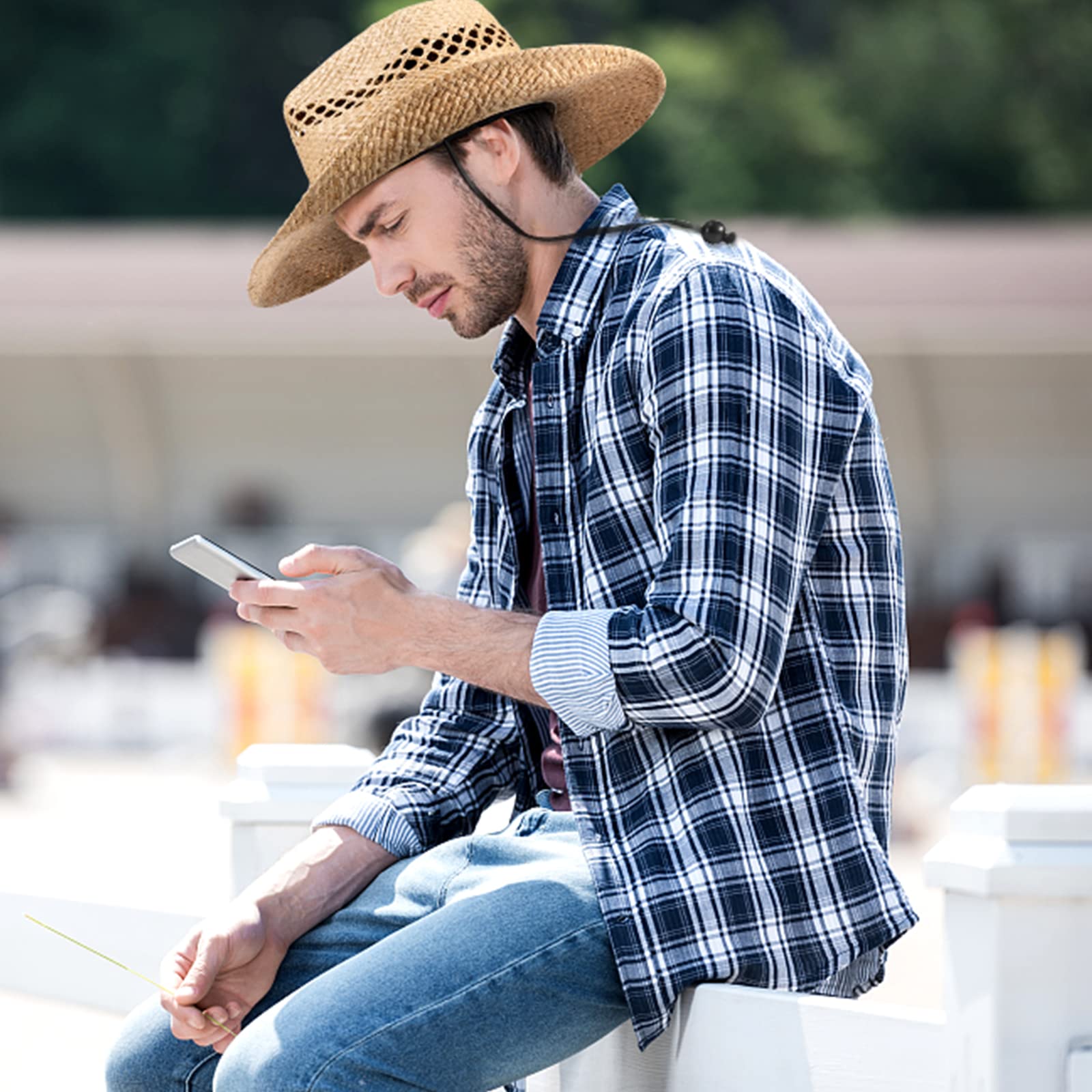 Stylish Brown Straw Cowboy Hat for Men & Women - Western Cowgirl Hat with Exquisite Decorative Band | Perfect for Ranchers, Outdoor Adventures & Country Music Festivals