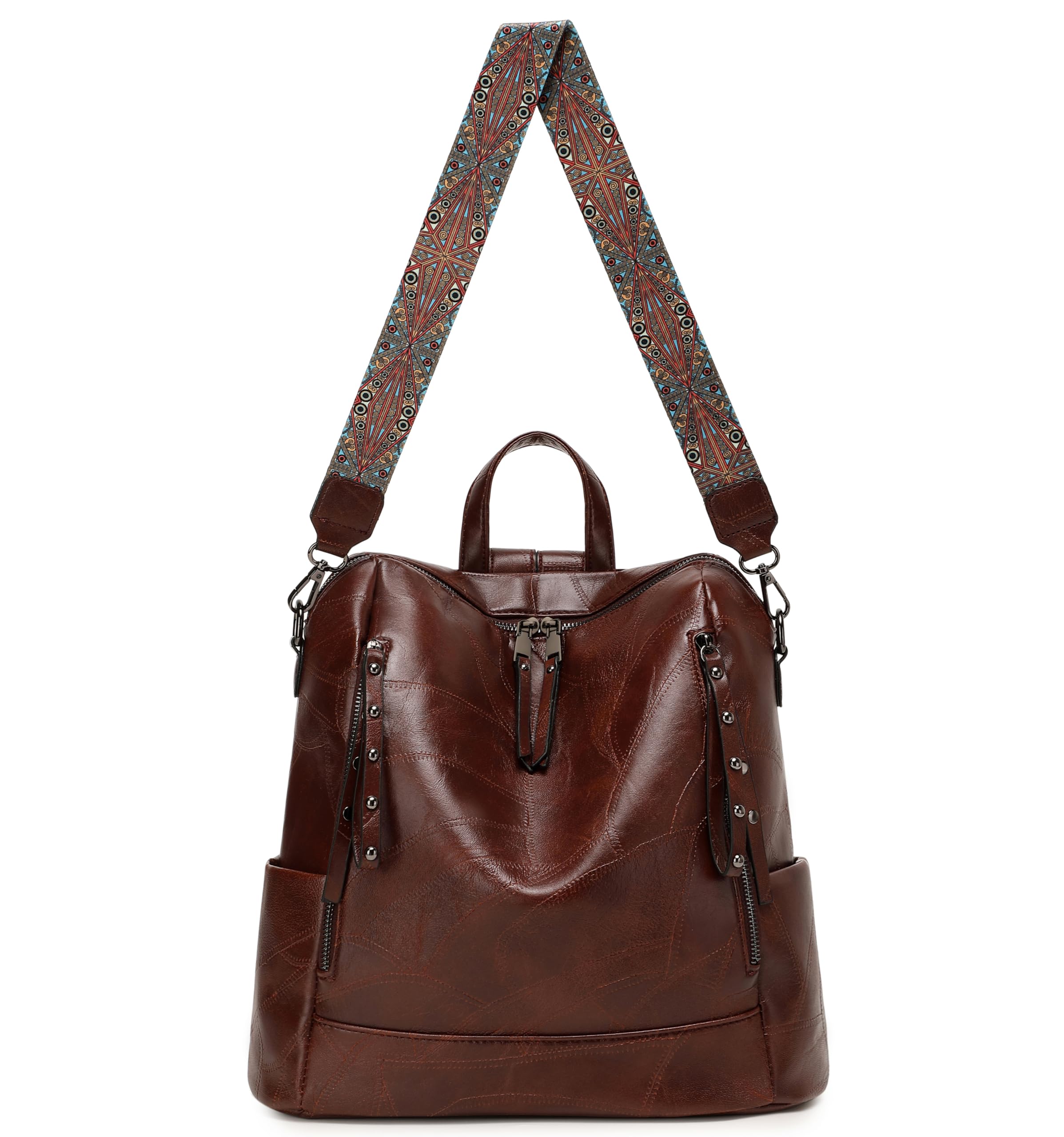 Stylish Leather Backpack Purse for Women - Travel Laptop Bag with Shoulder Strap, Fashion Designer Handbag in Brown | Perfect for Work, Commute & Weekend Getaways