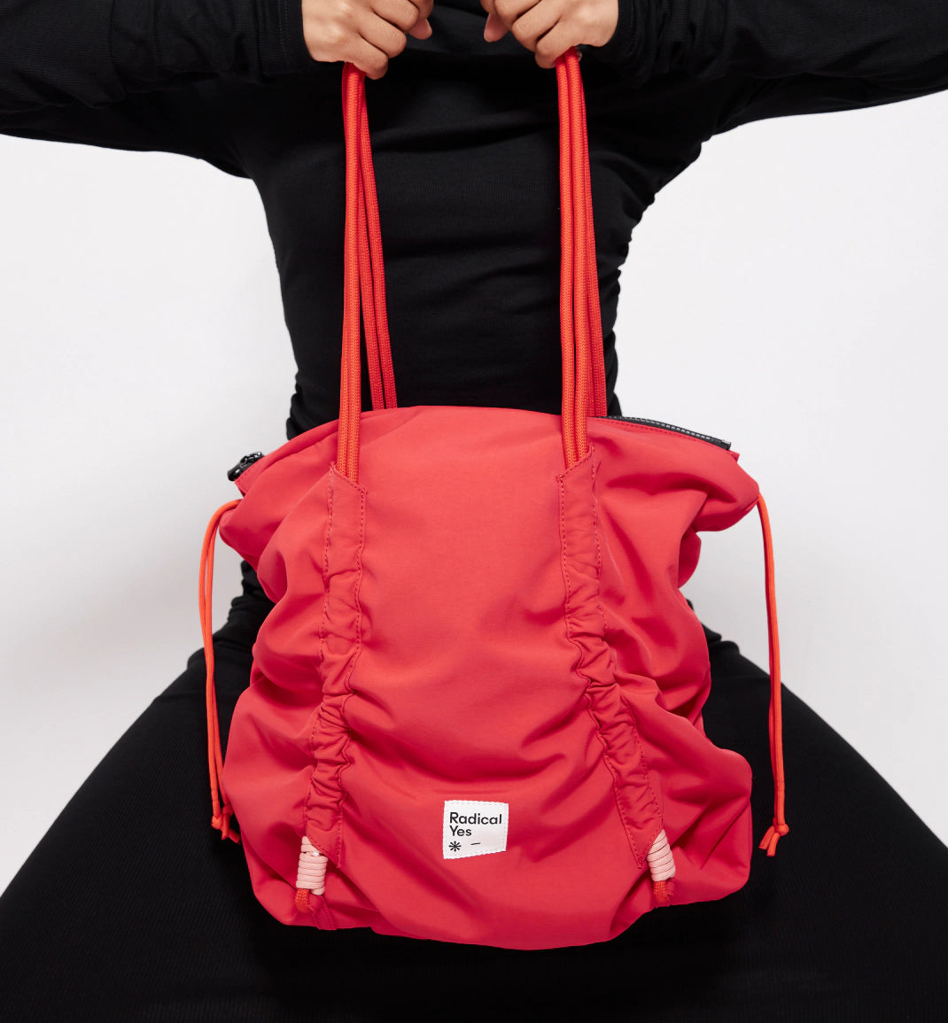 Eco-Friendly Reframe Ruched Recycled Nylon Tote Bag - Stylish Red Handbag for Women | Perfect for Work, Shopping & Beach Day Accessories