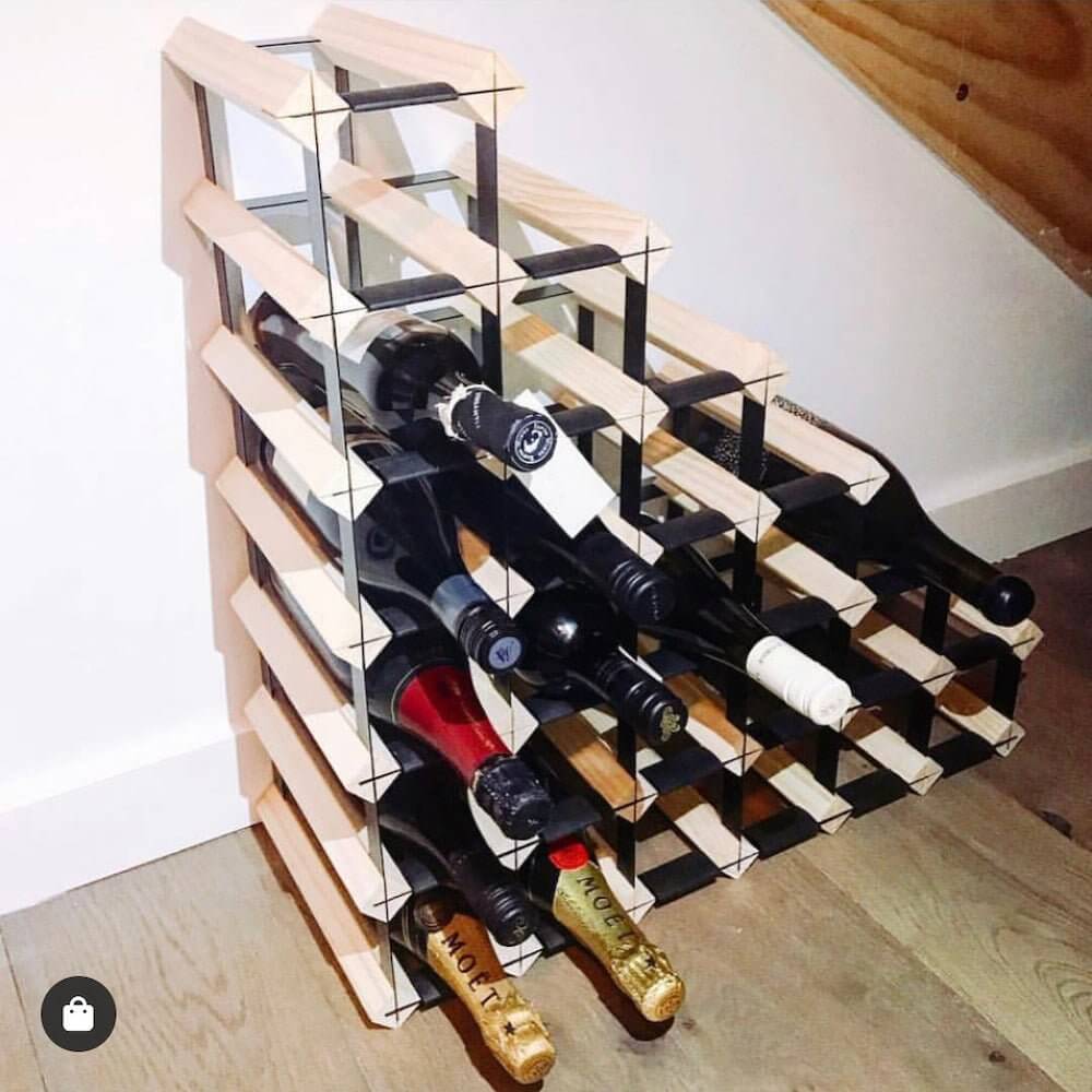 Sloped Timber Wine Rack - Premium Wooden Wine Storage for 6-12 Bottles - Perfect for Kitchen, Dining Room, or Wine Cellar Organization