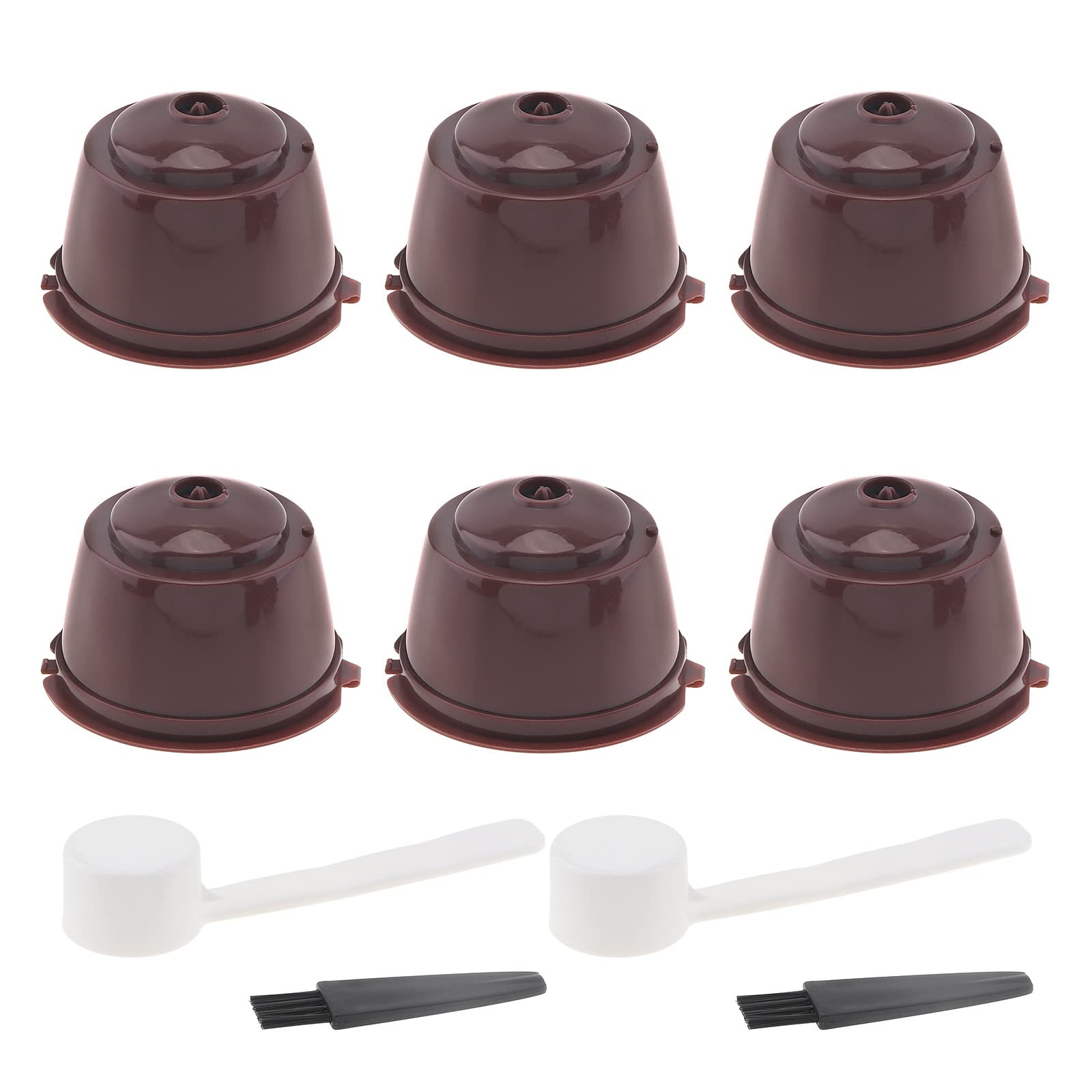 6-Pack Reusable Coffee Capsules for Nescafe Dolce Gusto Machines - Refillable Coffee Pods with Cleaning Brush & Measuring Spoon - Perfect for Home & Office Use