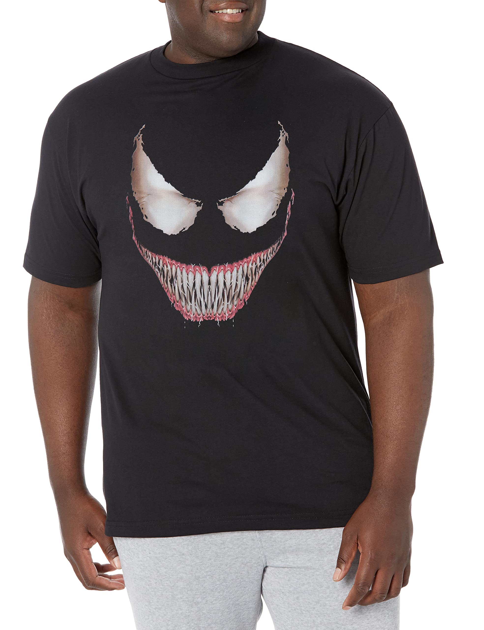 Marvel Men's Big & Tall Venom Graphic T-Shirt with Face & Eyes Design - Perfect for Superhero Fans, Cosplay, and Casual Wear