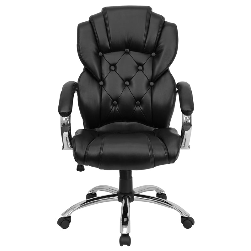 FLASH Dorothy High Back Transitional Style Black LeatherSoft Executive Swivel Office Chair with Arms - Ergonomic Desk Chair for Home Office, Conference Room & Executive Suites