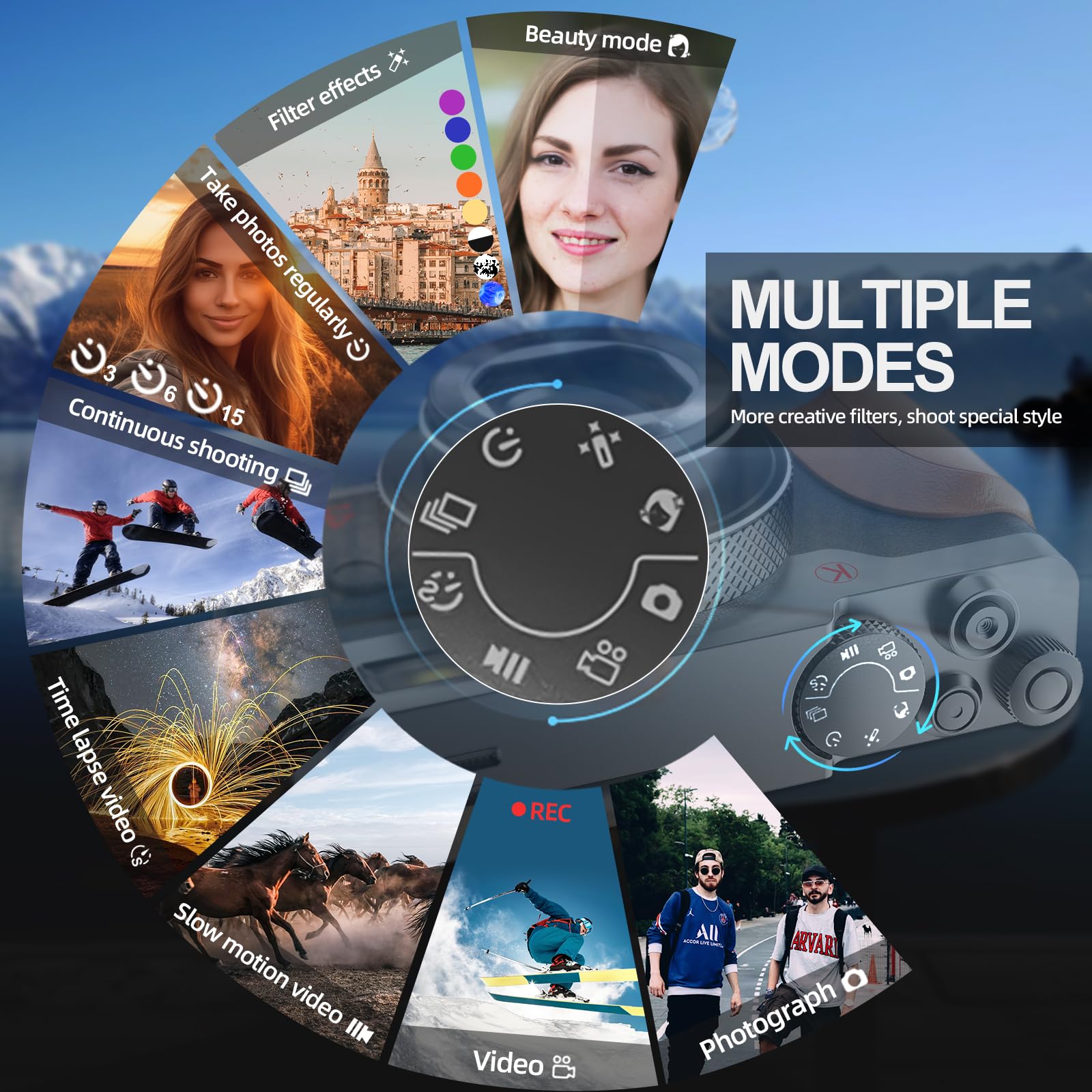 56MP Digital Camera with 4K Video & 180° Flip Screen - 16X Zoom Point and Shoot Camera for Photography, YouTube Vlogging - Compact Travel Camera for Beginners (Includes 32GB SD Card & 2 Batteries) - Perfect for Travel, Family Events & Content Creation